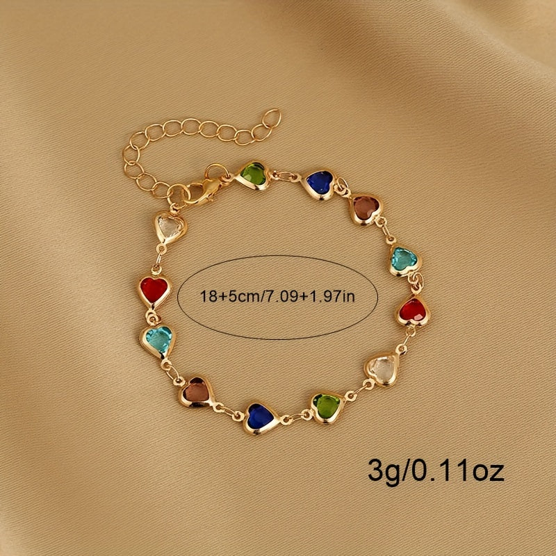 1 Piece Of Simple And Stylish Candy-colored Love Heart Bracelet For Ladies, A Gift For Girlfriend On Valentine's Day