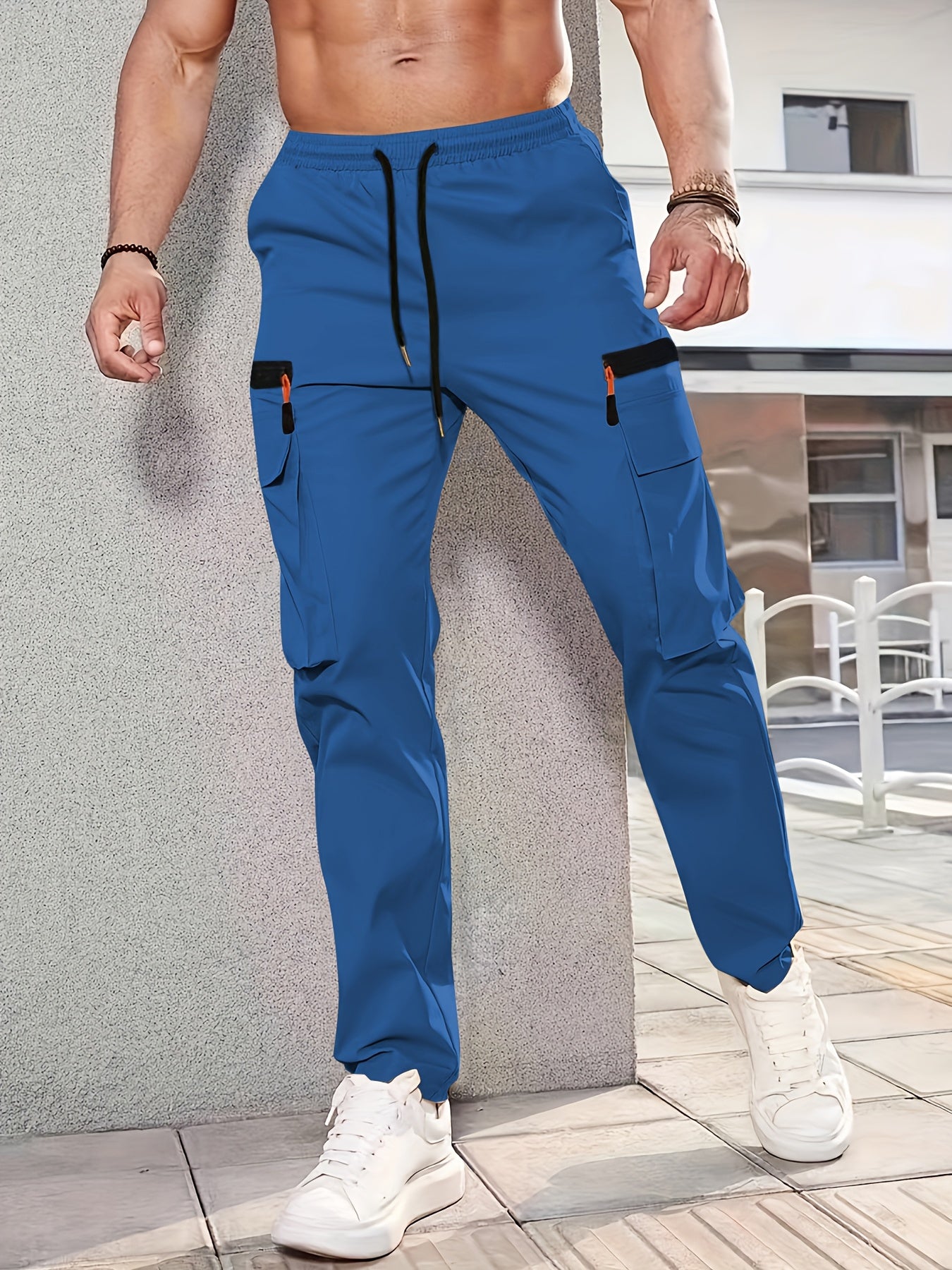 Men'S Stylish Cargo Pants - Versatile, Casual, and Slim Fit with Multiple Pockets, Straight-Leg Design, Perfect for Spring and Fall, All-Season Comfort, Solid Color, Allseason Pants | Straightleg Pants | Polyester Pants