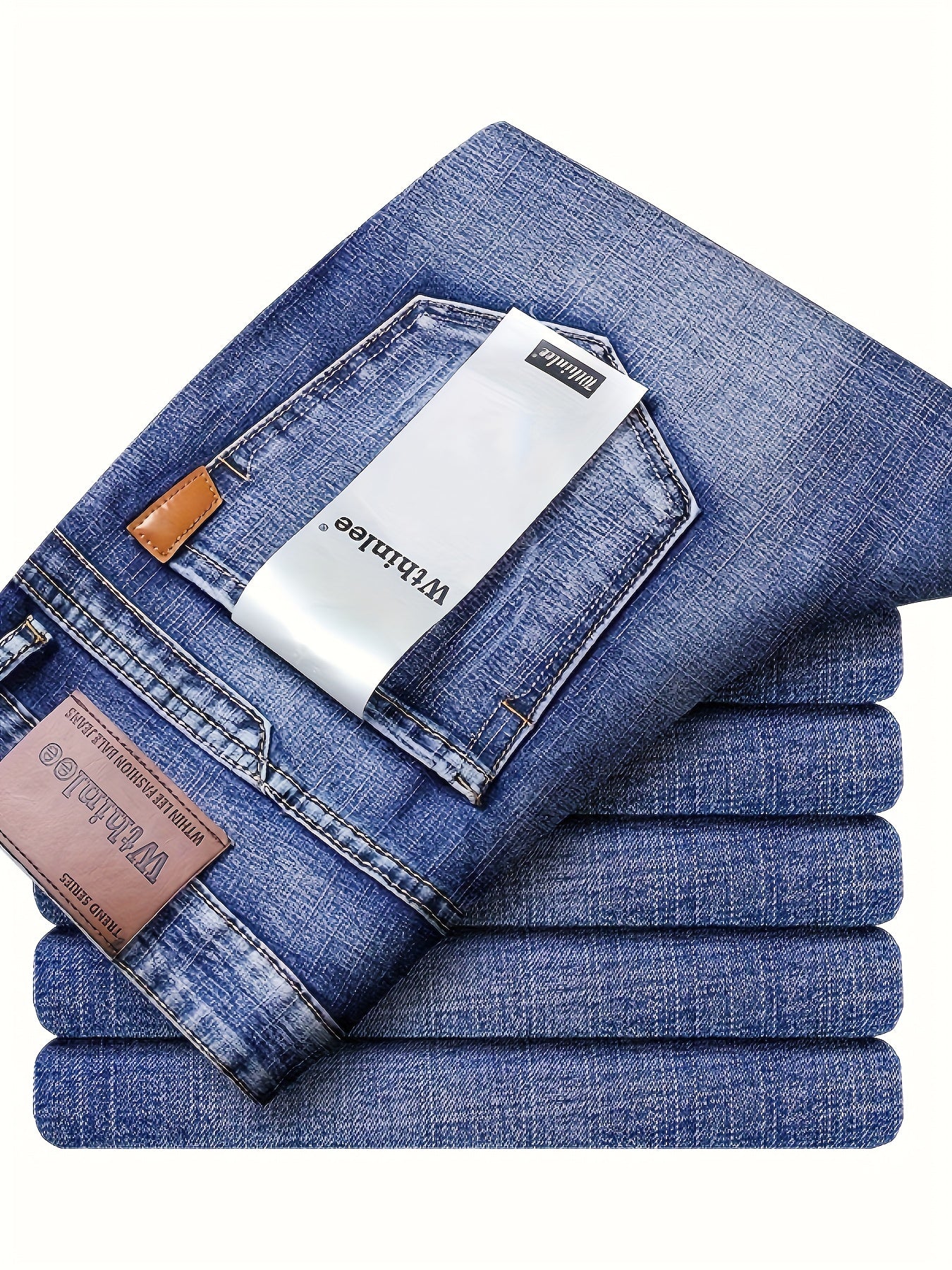Men'S High-Waist Straight-Leg Jeans - Lightweight, Stretch Denim, Button Closure, Regular Fit, Solid Color, Versatile for Business & Casual Wear, Business Casual Pants | Modern Straightleg Pants | Comfortable Wear