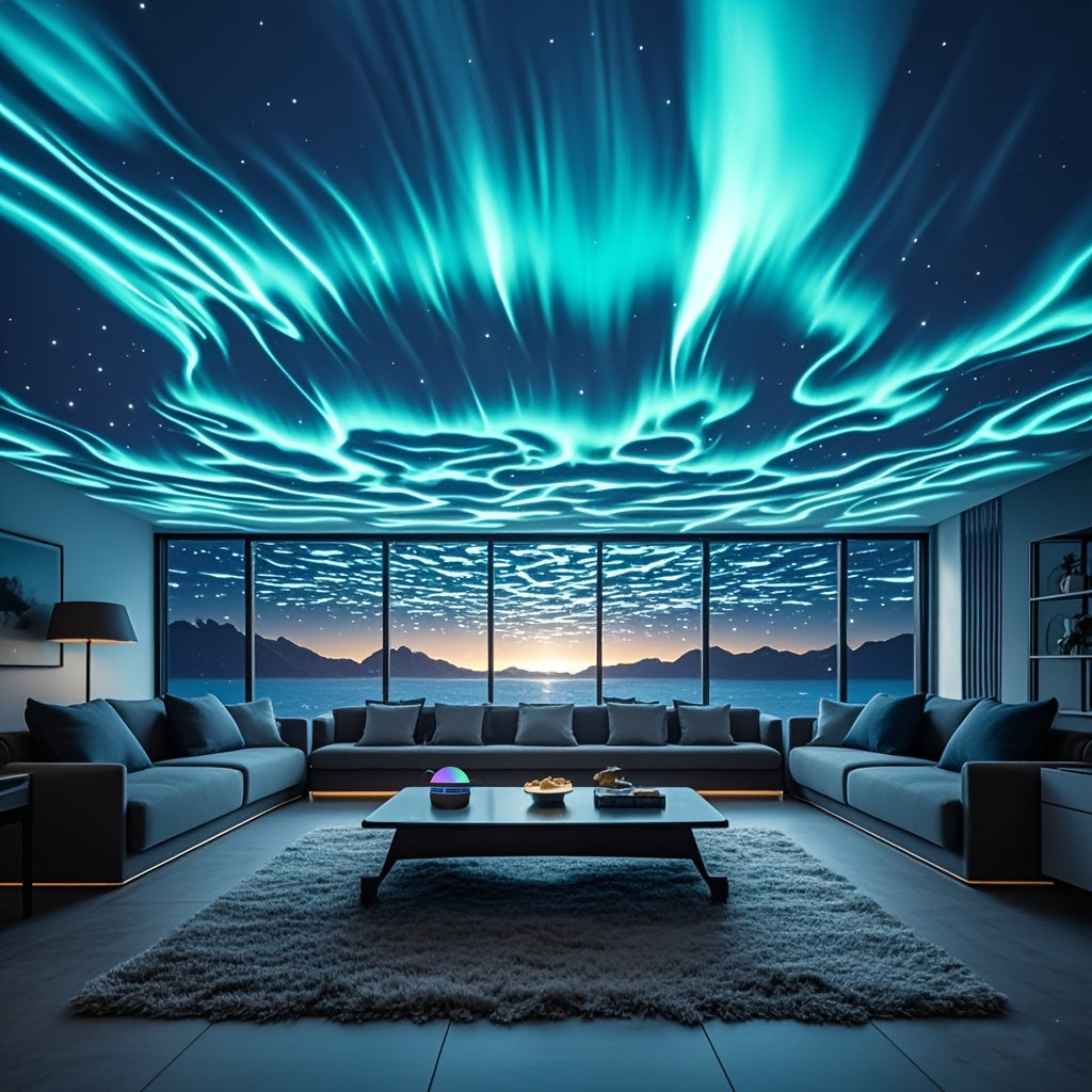 Northern Lights Projector, Plastic, USB Powered, Remote Control & Non-Rechargeable Battery, Game Room, Bedroom, Living Room, Ideal Christmas Gift for Boys And Girls