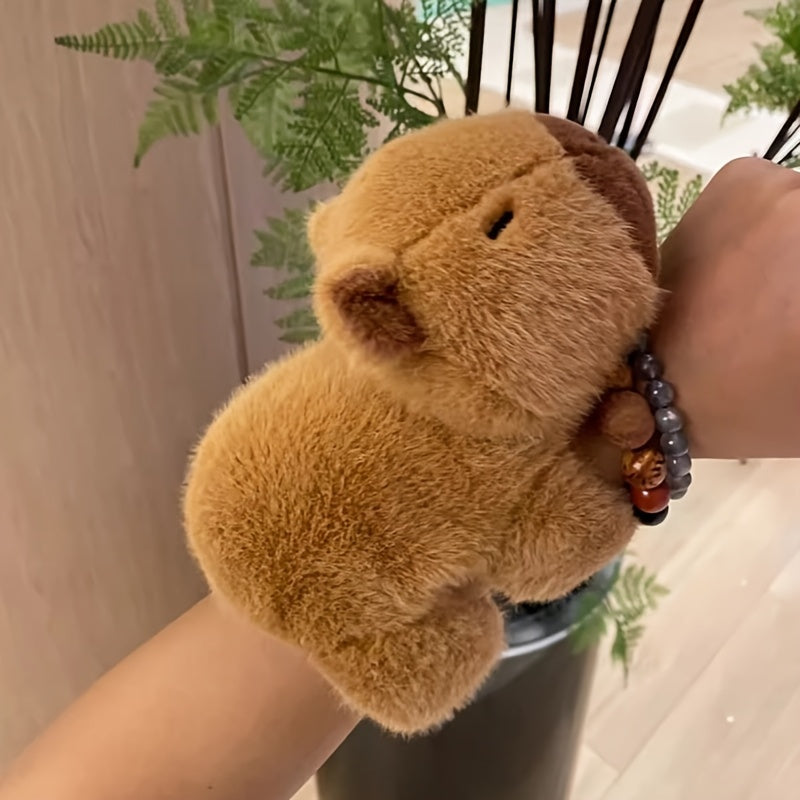 Adorable Capybara Plush Toy Wristband - Soft PP, Deep Brown Guinea Pig Stuffed Animal Keychain, Perfect for Play & Decoration, Decorative Accessory|Cute Wristband|Quality Plush Material, Capybara Stuffed Animal for winter, Mini Stuffed Animals, Playful De