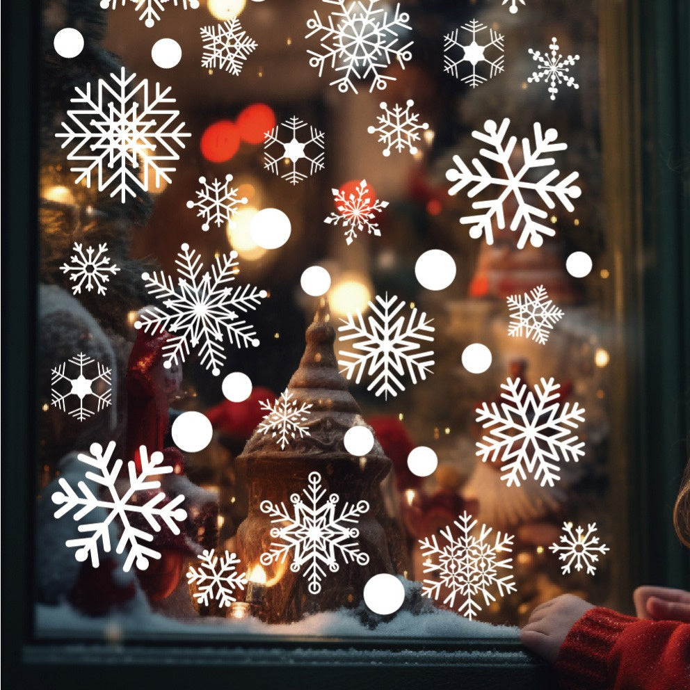6 Sheets of 114pcs Snowflake Window Stickers Christmas Decorations Winter Cabinet Window Background Decoration White Snowflake Electrostatic Glass Stickers