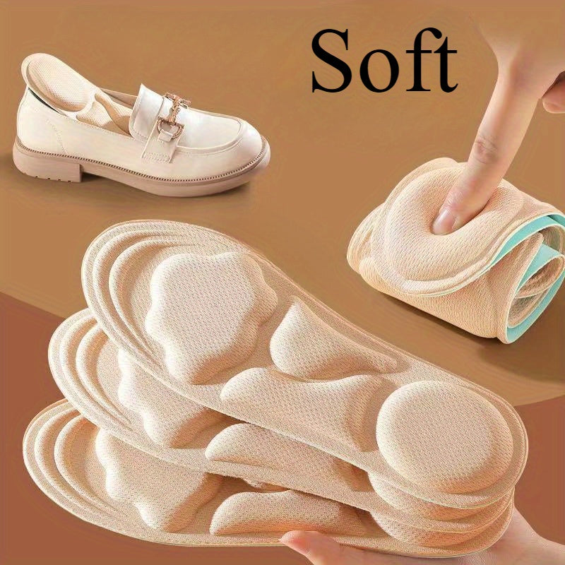 4pcs Unisex 6D Cloud Shoe Insoles, Thick Soft and Comfortable Breathable Insoles for Sports and Casual Wear, Memory Foam Material