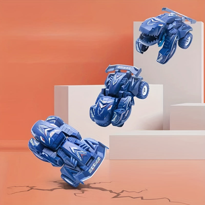2-in-1 Automatic Transforming Dinosaur Car Toy - Robot Mode with Moving Wheels, Interactive Toy for 3-5 Years Boys & Girls, Dino Lover Gift for Birthday/Christmas, Compatible with Major Toys