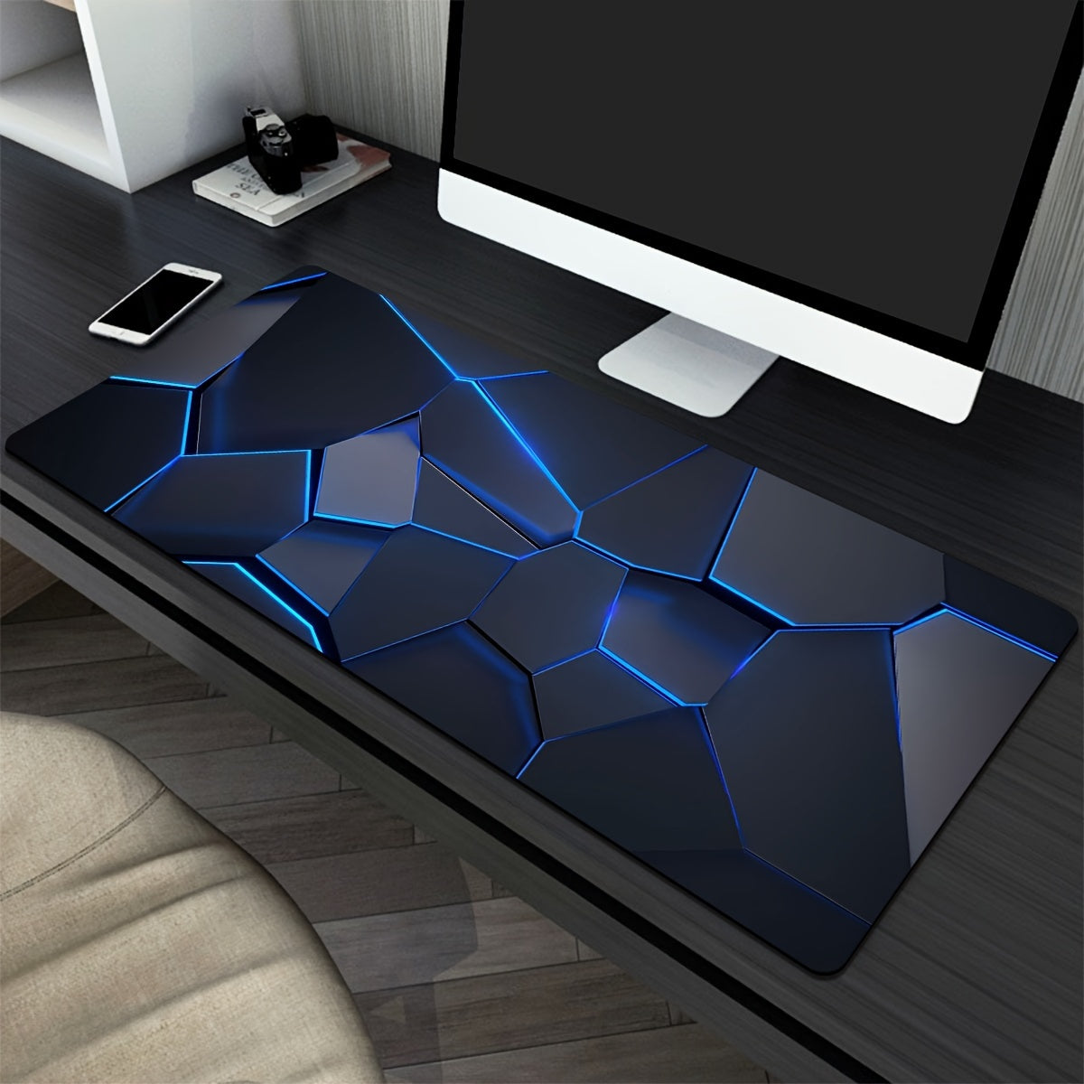 1pc Gamer'S Dream: Extra Large, Durable Mouse Pad with Stylish Geometric Design - Precision Stitched Edges, Non-Slip Rubber Base, Washable - Perfect for PC, Office, and Dorm Decor - Ideal Gift for Gamers, Office Workers, and Students, Large Mouse Pa