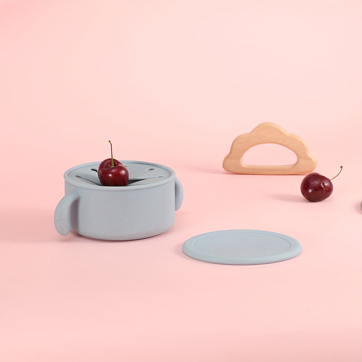 Food Grade Silicone Youngsters's Snack Bowl, Snack Storage Bowl with Dust Cover and Complementary Food Cup Single Pack