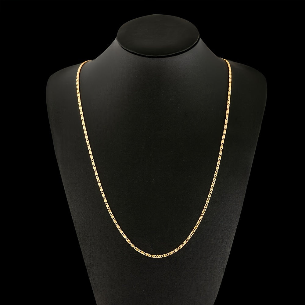 1pc 16-30 Inches Fashion Luxury Golden, Width 2mm Flat Chain Clavicle Chain Necklace, Delicate Jewelry Gift