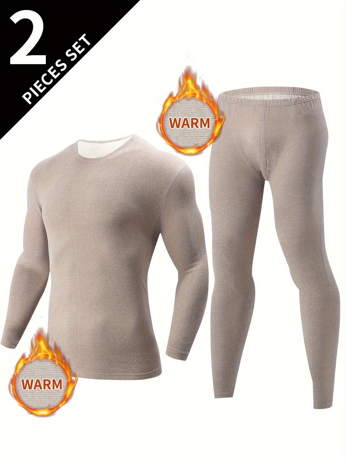 2 Pieces Men's Thermal Underwear Set For Autumn/Winter - Slim Fit Long Sleeve Top And Bottom - Soft, Comfortable, And Warm