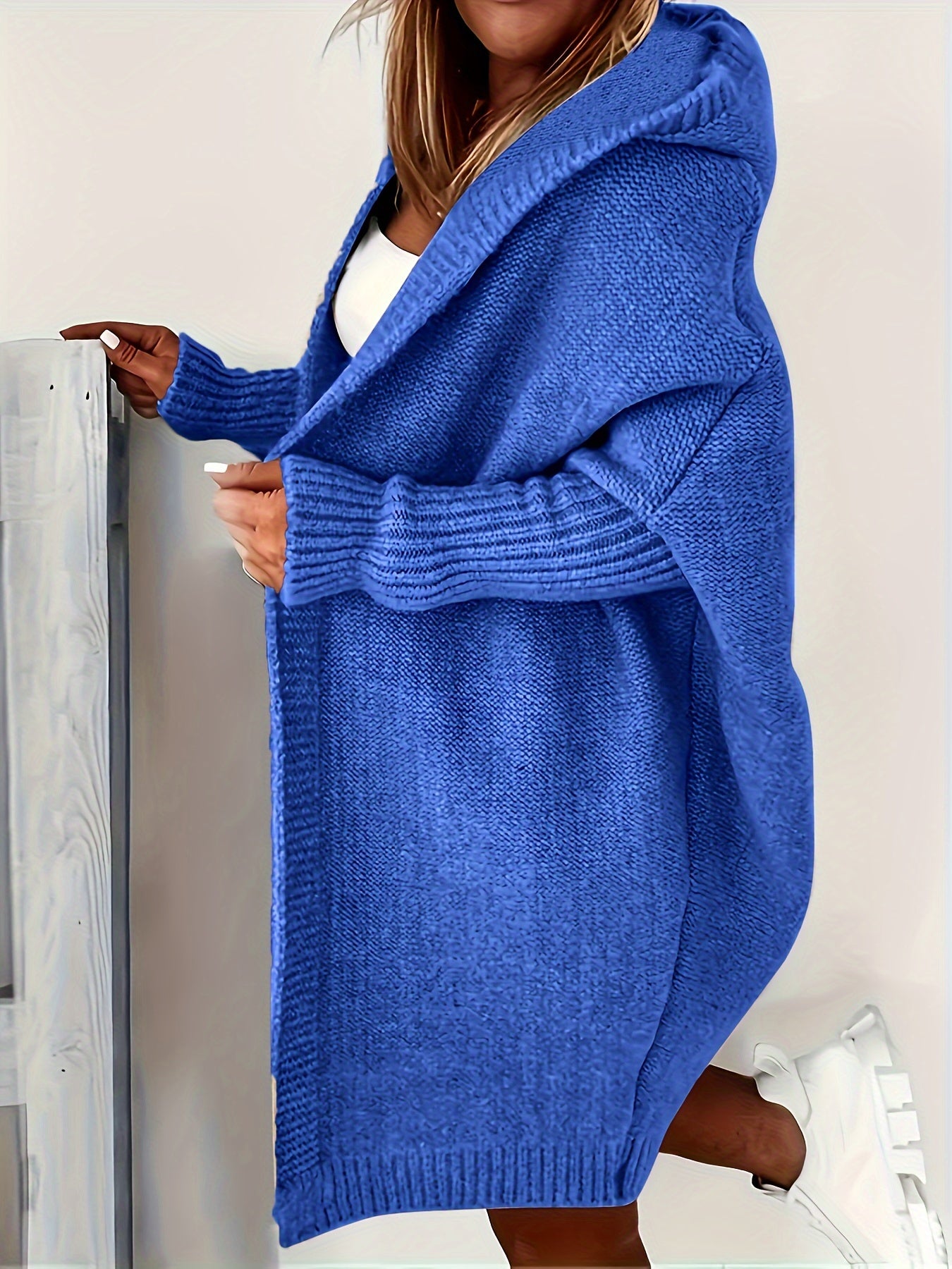 Women's Plus-Size Casual Open-Front Cardigan - Soft Grey Buttonless Sweater for Spring/Fall, Lightweight Layering Piece with Open Front Design, Cardigan Sweater, Spring Fall Wear, Ribbed Edge Detailing, Textured Knitwear, Transitional Season Wear, Comfort