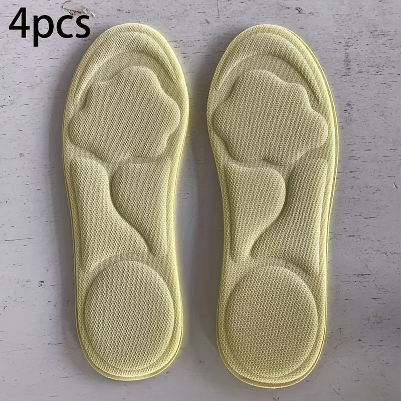 4pcs Unisex 6D Cloud Shoe Insoles, Thick Soft and Comfortable Breathable Insoles for Sports and Casual Wear, Memory Foam Material