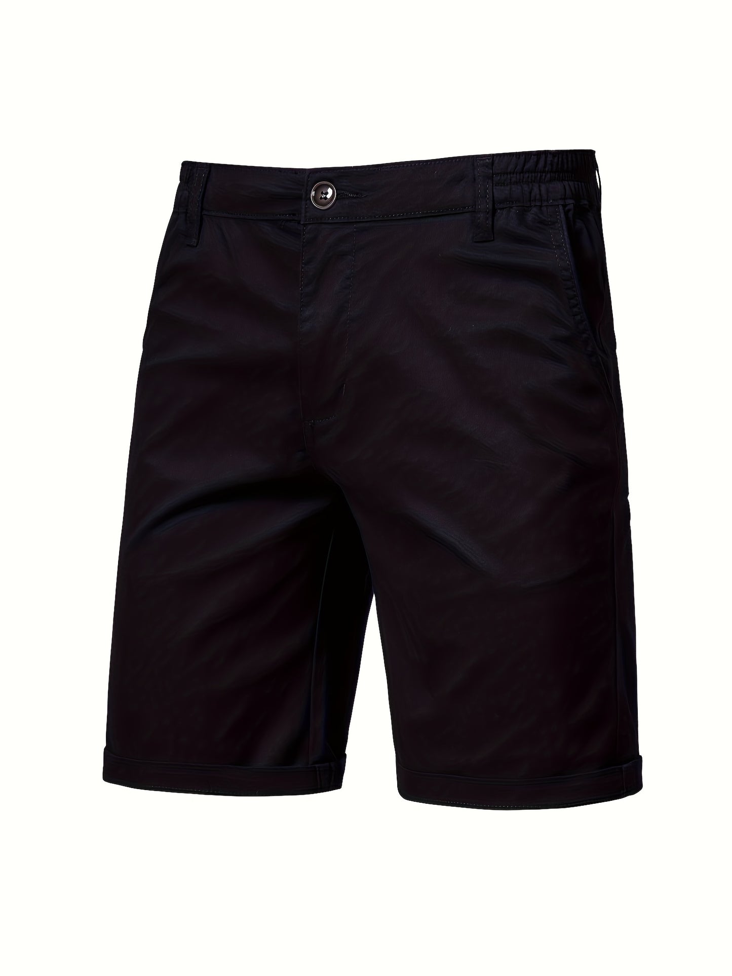 Men's Navy Blue Cotton Shorts - Non-Stretch Casual Everyday & Formal Shorts with Side Pockets, Machine Washable Regular Fit for Office, Outings, Lounge Wear - Breathable Cotton Fabric, Versatile Clothing, Classic Design, Comfortable Material, Office Attir