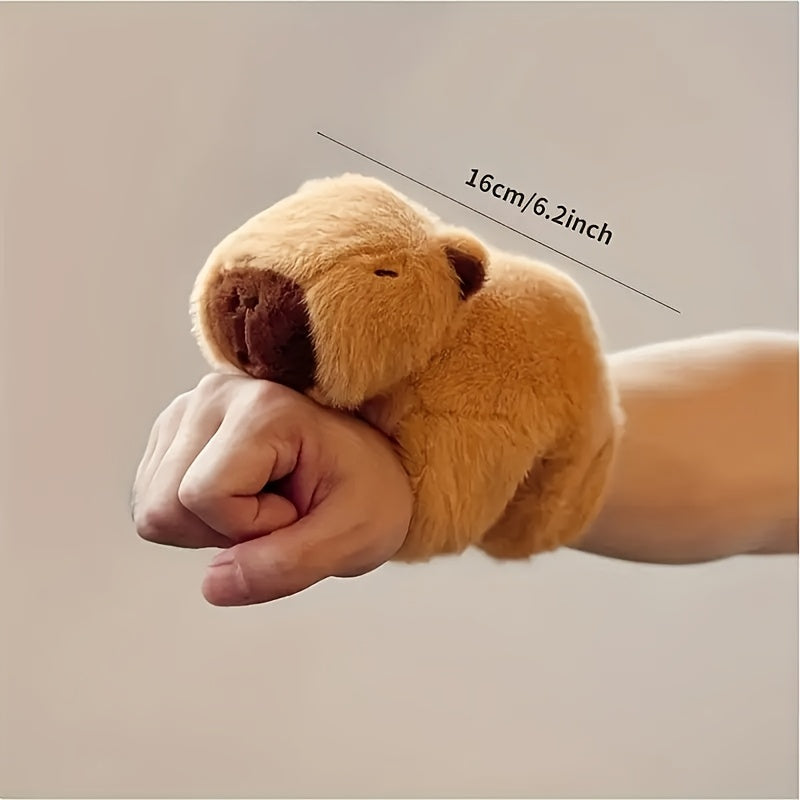 Adorable Capybara Plush Toy Wristband - Soft PP, Deep Brown Guinea Pig Stuffed Animal Keychain, Perfect for Play & Decoration, Decorative Accessory|Cute Wristband|Quality Plush Material, Capybara Stuffed Animal for winter, Mini Stuffed Animals, Playful De