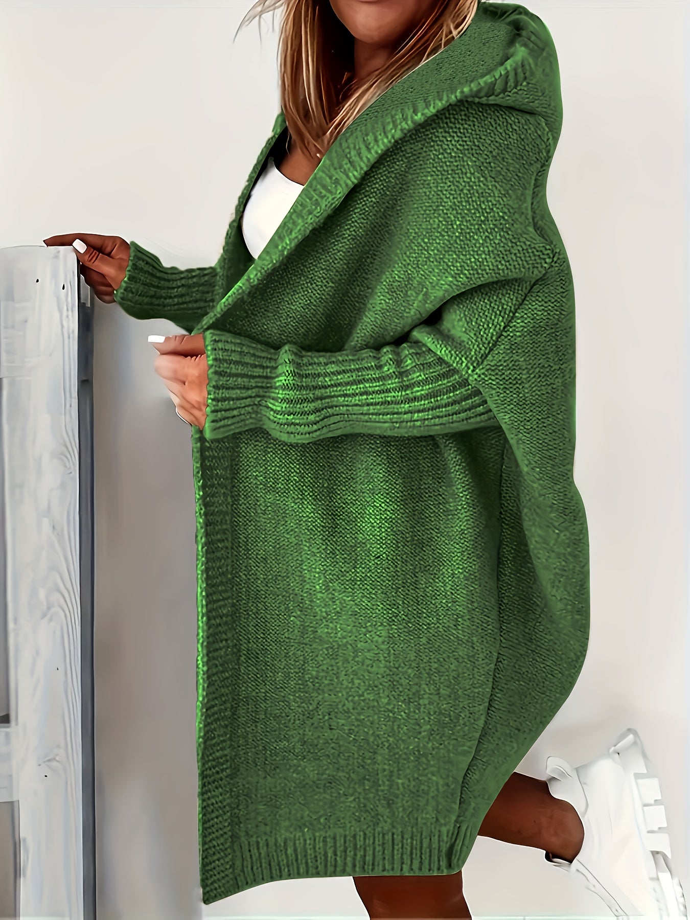 Women's Plus-Size Casual Open-Front Cardigan - Soft Grey Buttonless Sweater for Spring/Fall, Lightweight Layering Piece with Open Front Design, Cardigan Sweater, Spring Fall Wear, Ribbed Edge Detailing, Textured Knitwear, Transitional Season Wear, Comfort
