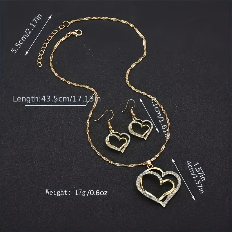 3pcs Double Heart Peach Heart Women's Set