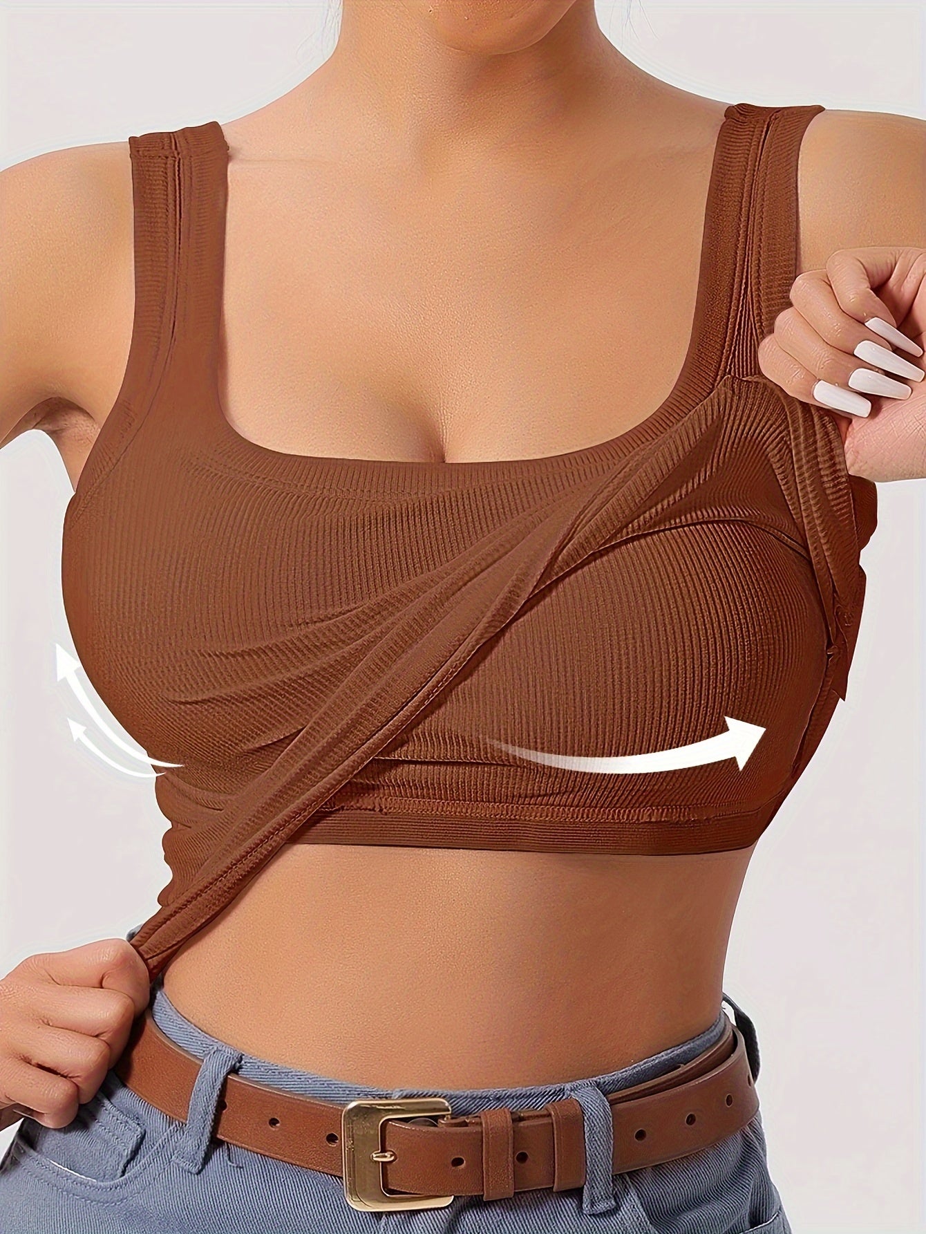 Women'S Sleeveless Top with Removable Padding, Fitted, Solid Color, Suitable for Wearing As an Outer Layer Or As a Base Layer.
