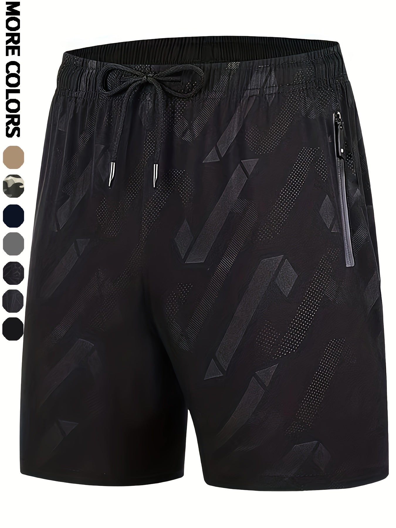Men'S Camo Pattern Quick-Dry Athletic Shorts - Breathable, Elastic Waistband with Drawstring, Zippered Pockets for Running, Gym, Cycling & Hiking, Hiking Apparel | Camouflage Shorts | Zippered Pockets