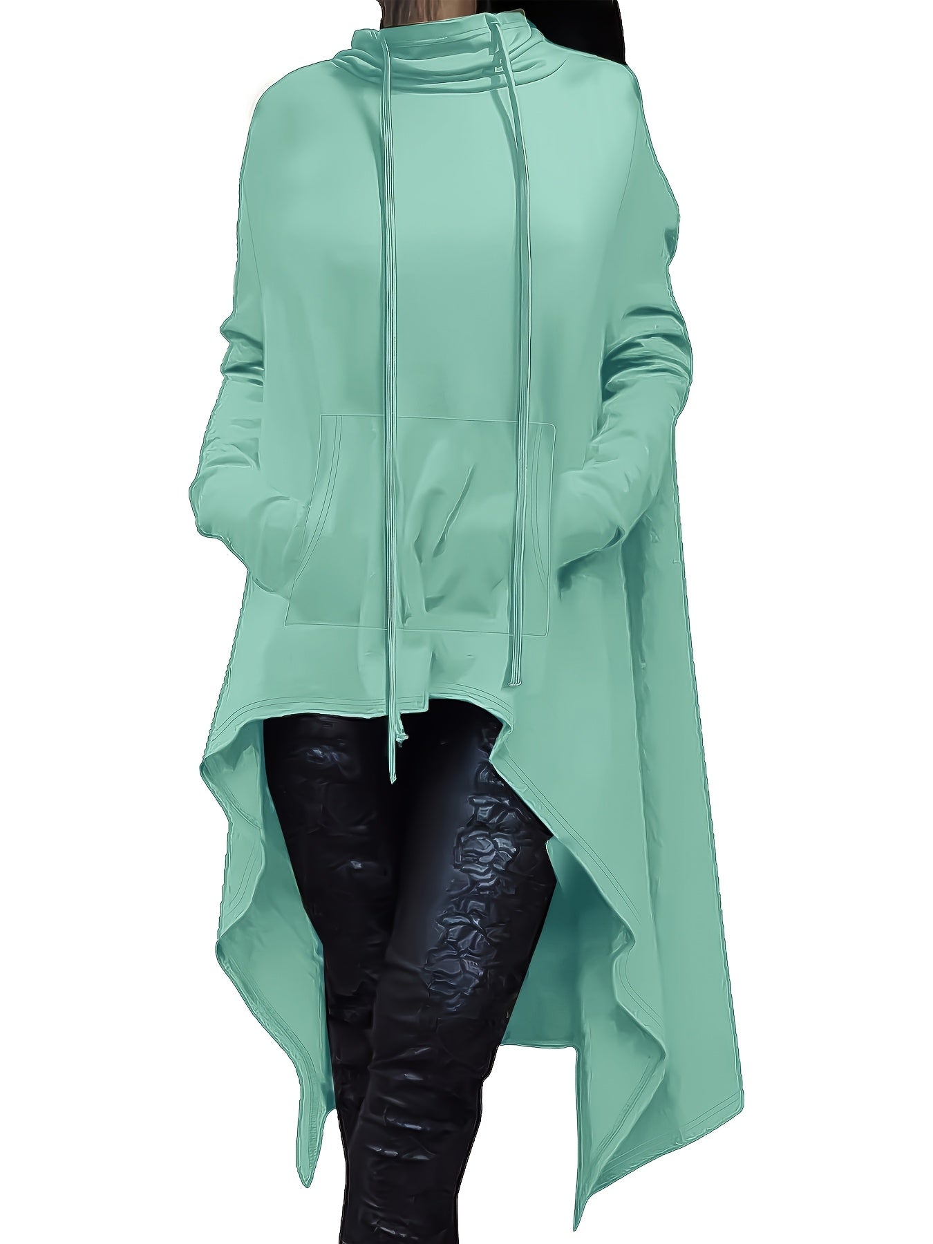 Plus Size Women's Oversized Hoodie - High Neck Long Sleeve Pullover Sweatshirt with Drop Shoulder & Flared Hem, Cozy Fall Winter Casual Clothing, Machine Washable