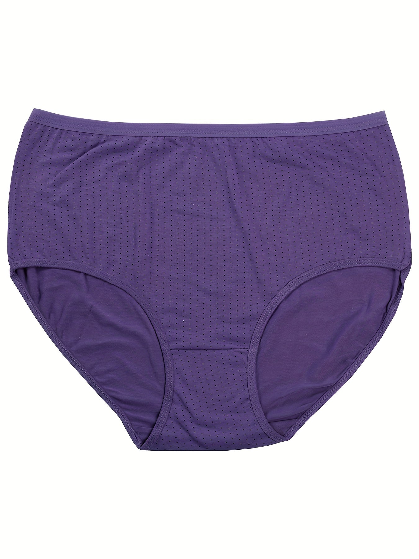 4 Pack Plus Size Simple Underwear Set, Women's Plus Pin Print Medium Stretch Underwear Four Piece Set
