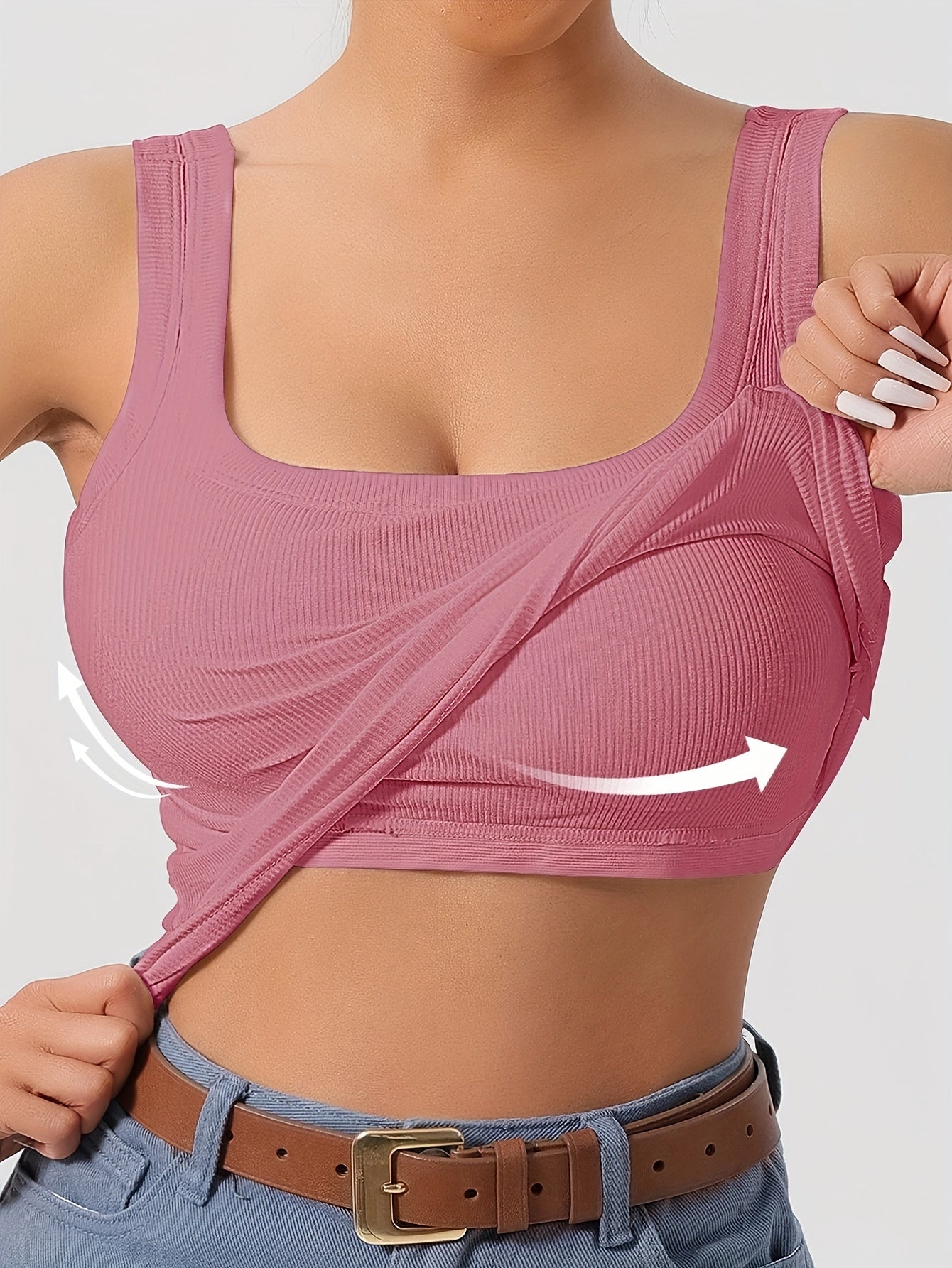 Women'S Sleeveless Top with Removable Padding, Fitted, Solid Color, Suitable for Wearing As an Outer Layer Or As a Base Layer.