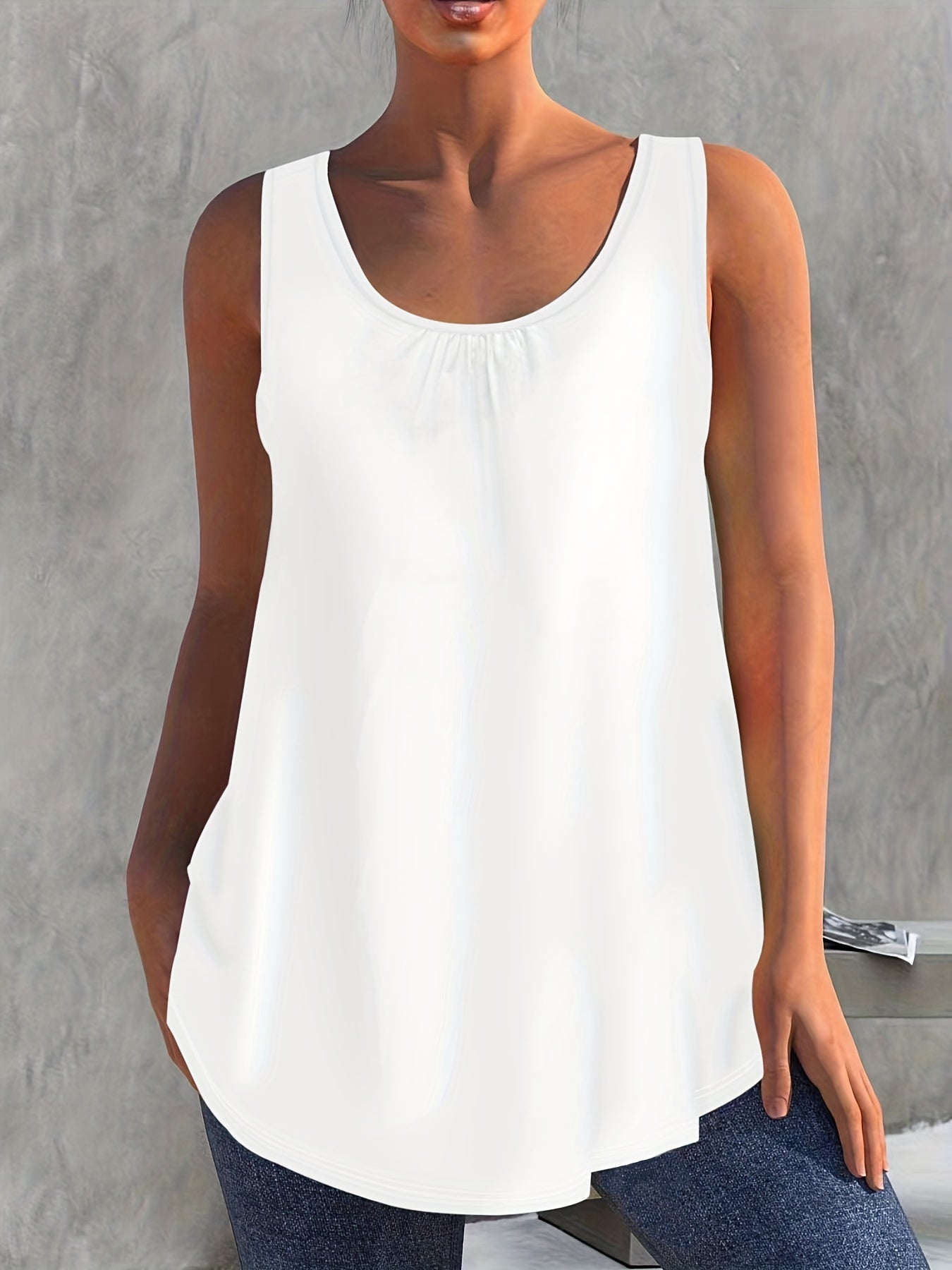 Solid Color Pleated Vest