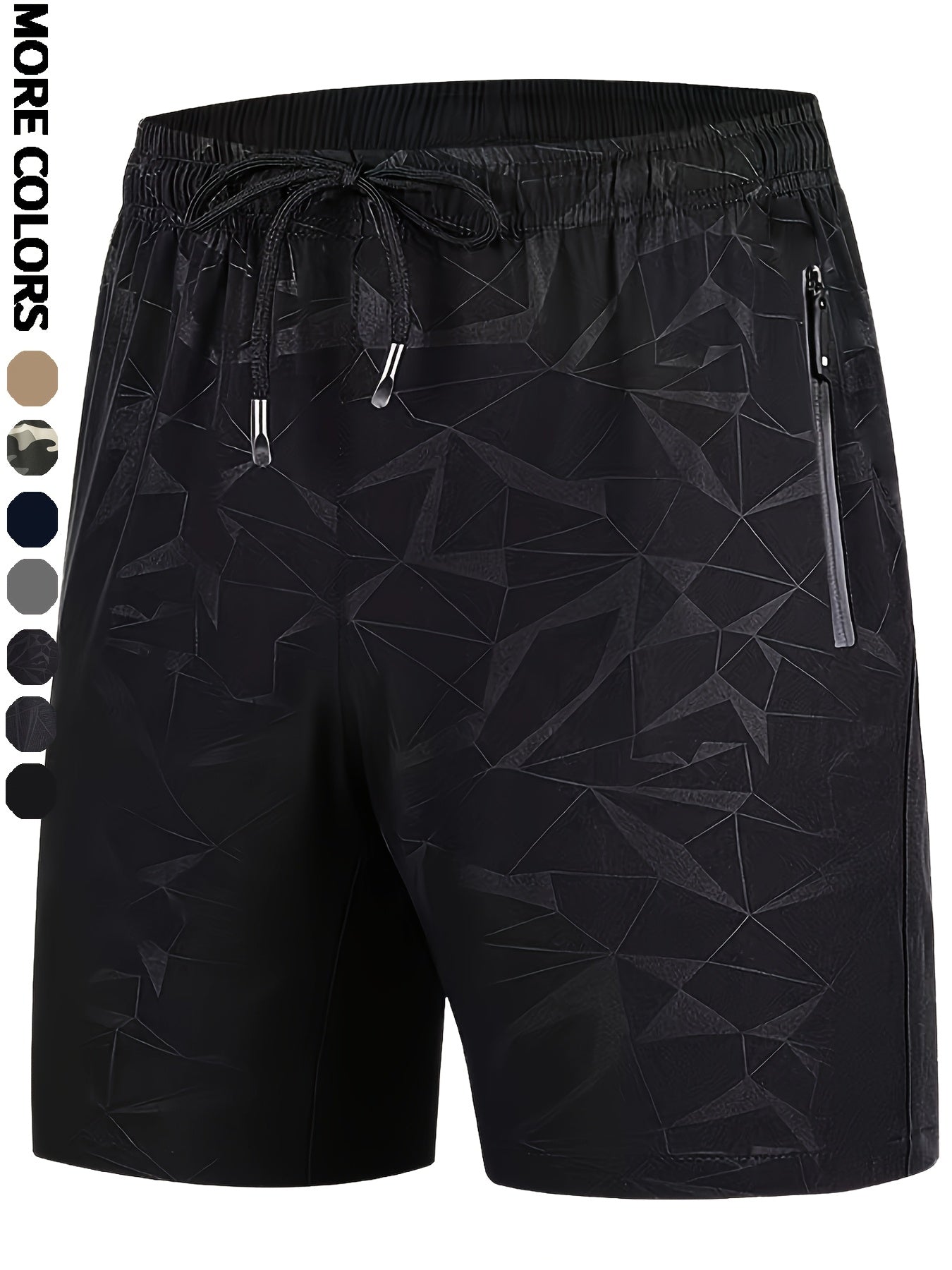 Men'S Camo Pattern Quick-Dry Athletic Shorts - Breathable, Elastic Waistband with Drawstring, Zippered Pockets for Running, Gym, Cycling & Hiking, Hiking Apparel | Camouflage Shorts | Zippered Pockets