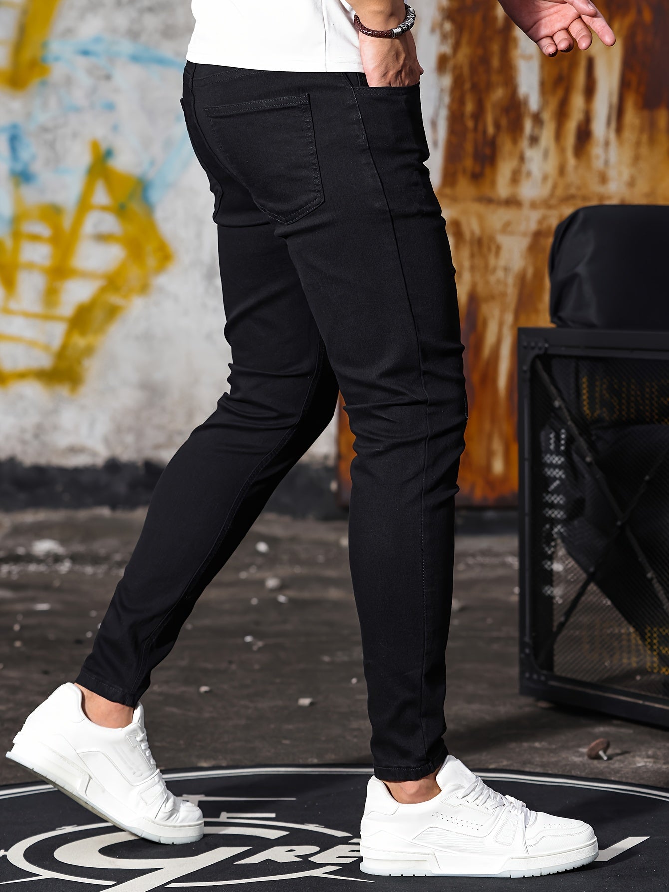 Men'S Stretchy Slim-Fit Jeans - Black, Casual Style, Comfortable Fit, All-Season Wear, Everyday Comfort|Sleek Black Jeans|Comfortable Fit