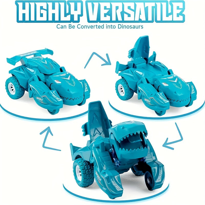 2-in-1 Automatic Transforming Dinosaur Car Toy - Robot Mode with Moving Wheels, Interactive Toy for 3-5 Years Boys & Girls, Dino Lover Gift for Birthday/Christmas, Compatible with Major Toys