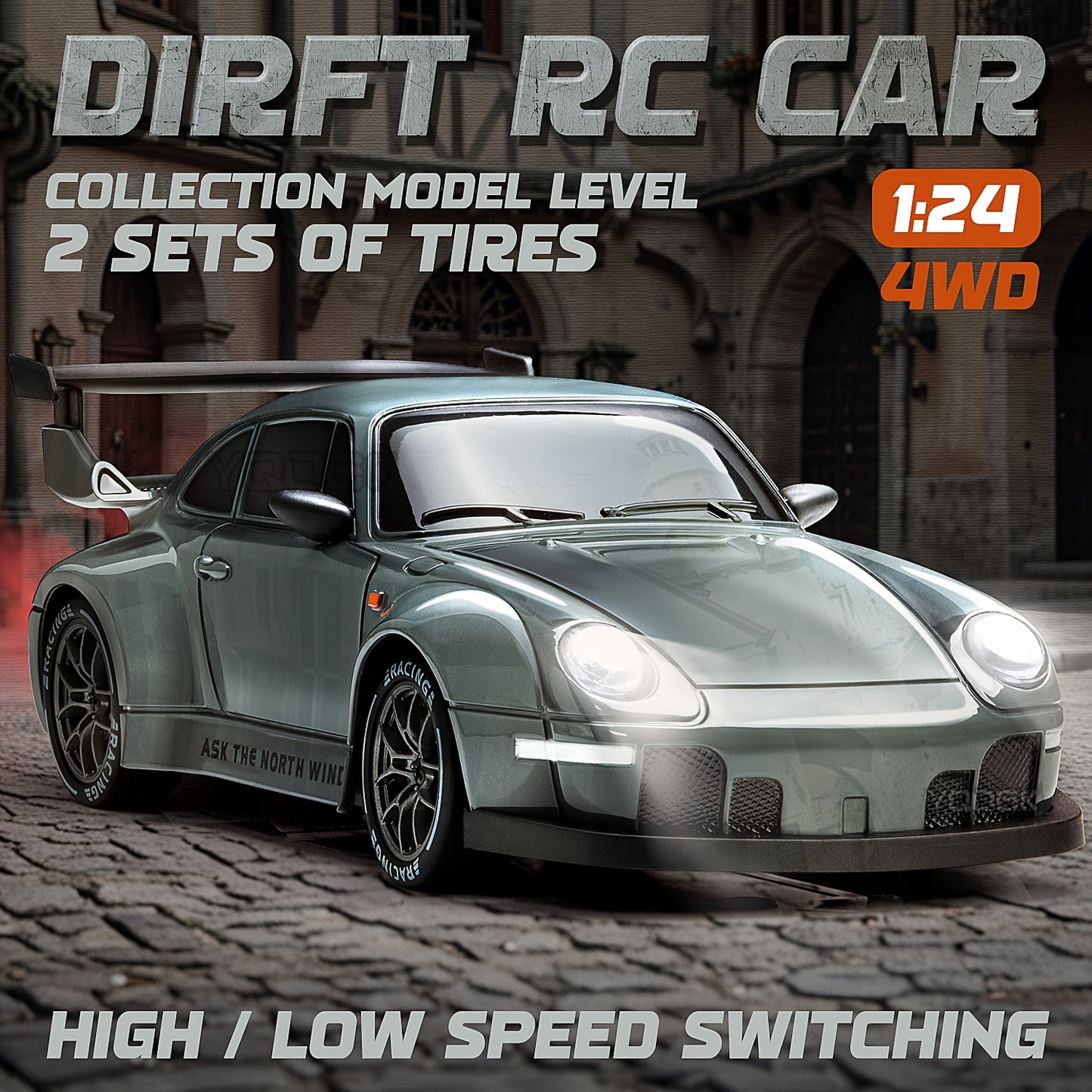 Remote Control , 1:24 Scale RC Drift , 2.4Ghz 4WD RC Toy with Lights, Tires, and Barricade Tool, Perfect Birthday, Halloween, Christmas, Thanksgiving Gift for Boys and Girls, Stunt Rc Car, Highspeed Rc Car, Remote Control Car