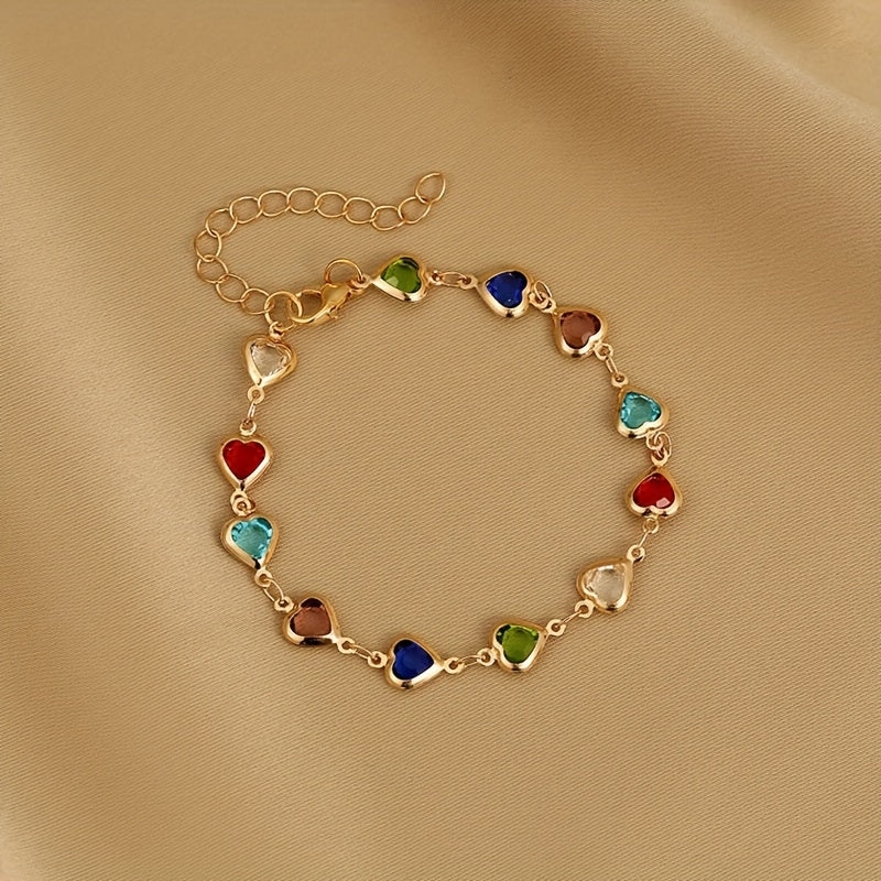 1 Piece Of Simple And Stylish Candy-colored Love Heart Bracelet For Ladies, A Gift For Girlfriend On Valentine's Day