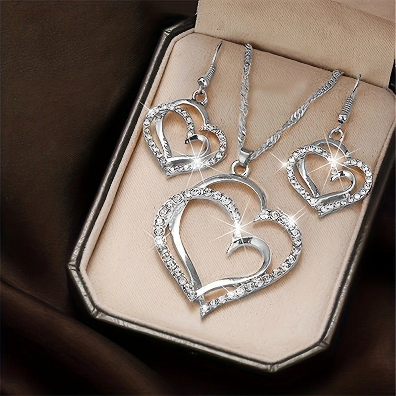3pcs Double Heart Peach Heart Women's Set