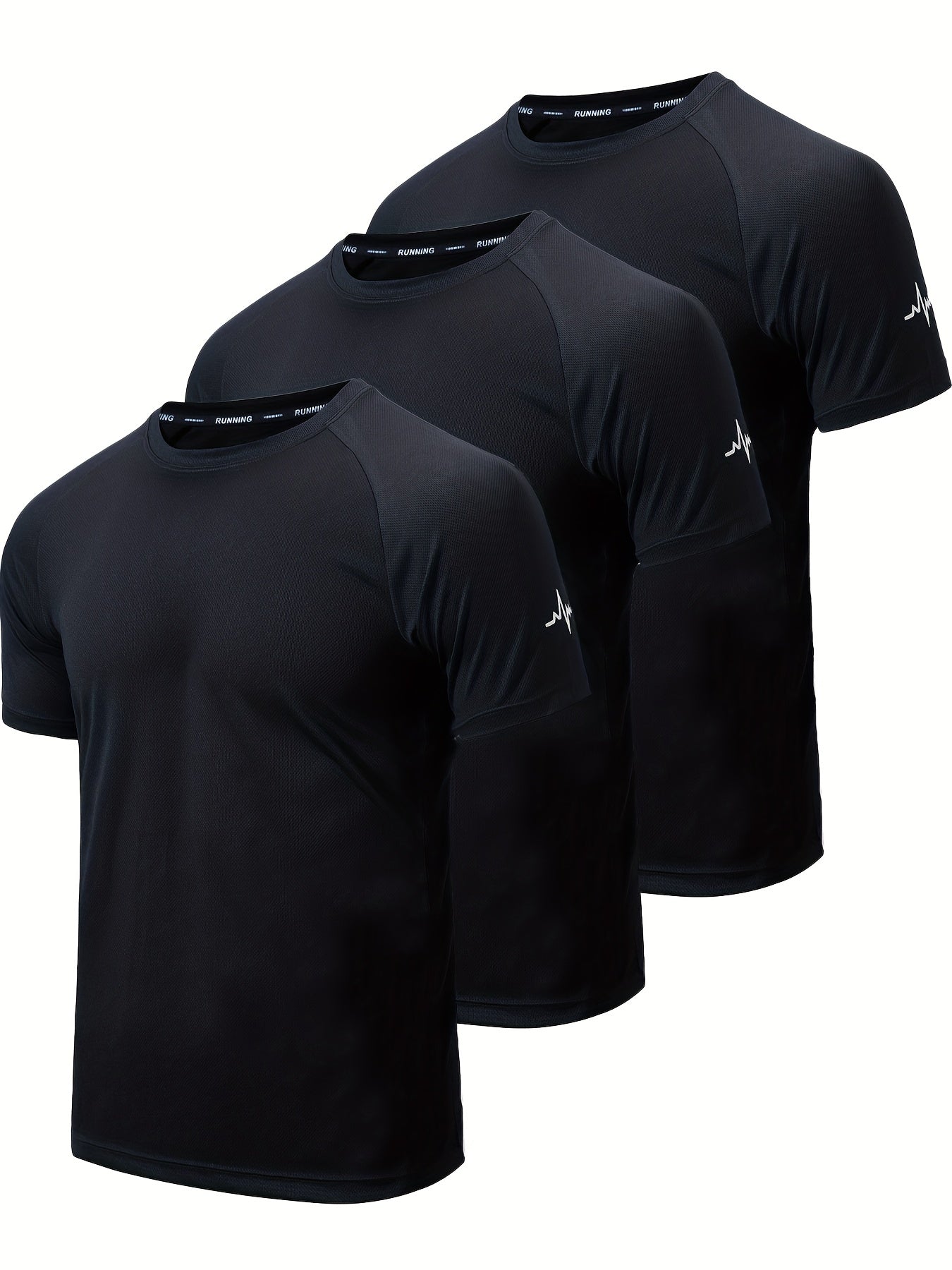 3pcs Men's Athletic Compression T-Shirts - Moisture-Wicking, Breathable Mesh Workout Shirts, Short Sleeve, Round Neck - Black, White, Camo Pattern - Perfect for Gym, Running & Training, Gym Wear | Round Neck Tee | Nontransparent Fabric, Workout Accessorie