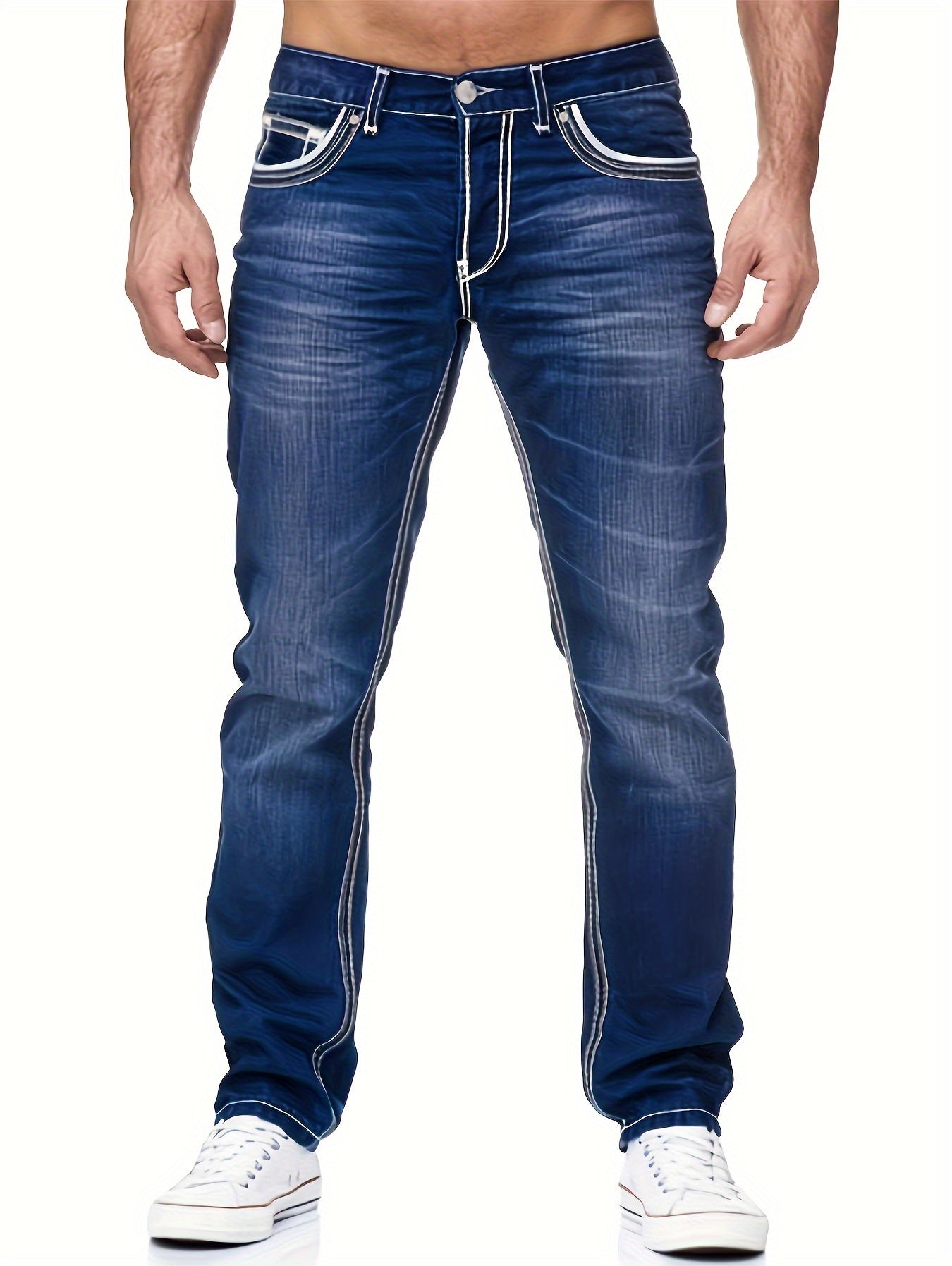 Men's pocket washed jeans