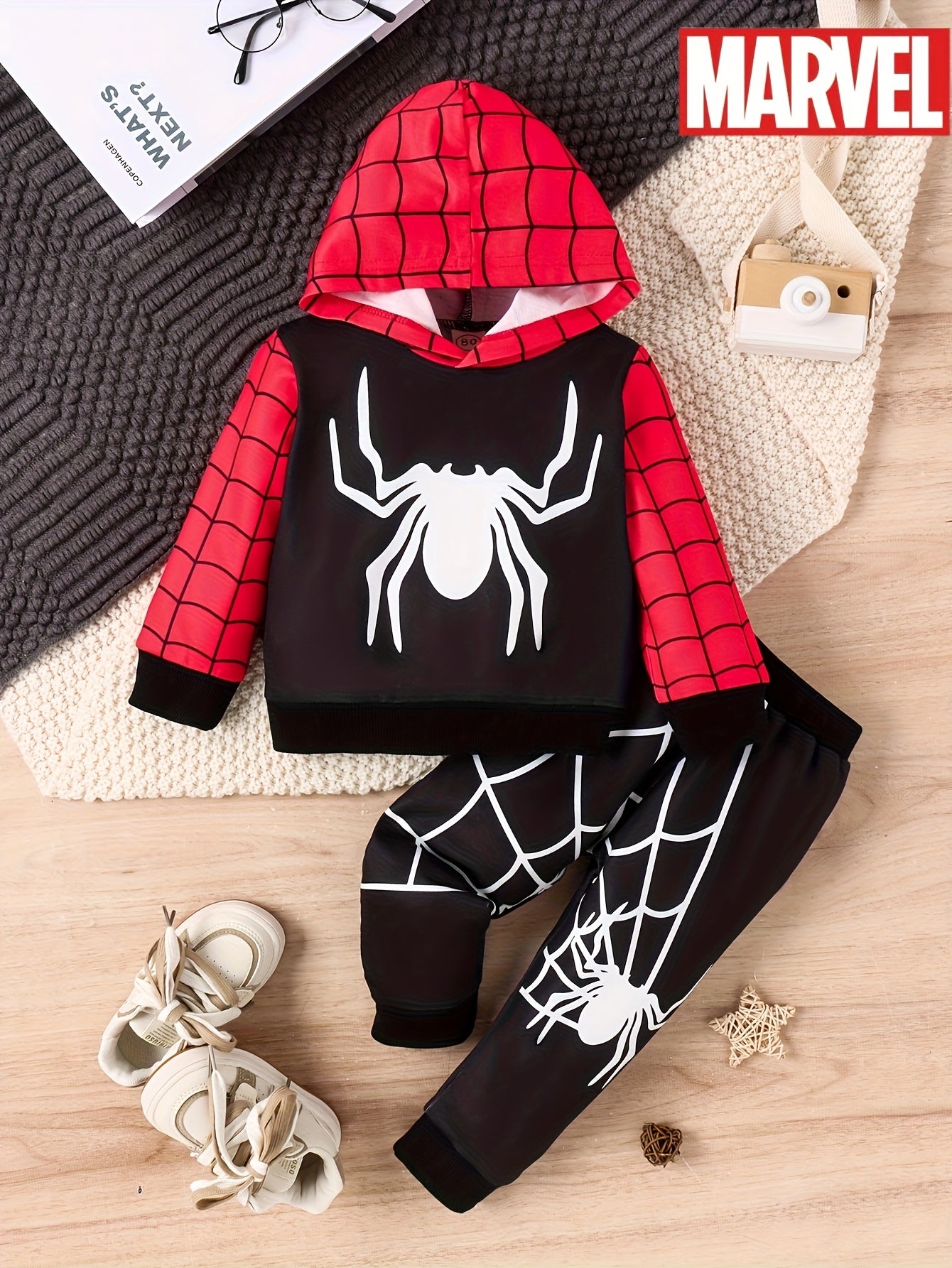 Boys' Casual Spider-Man Hoodie & Pants Set P100088A, Perfect for Outdoor