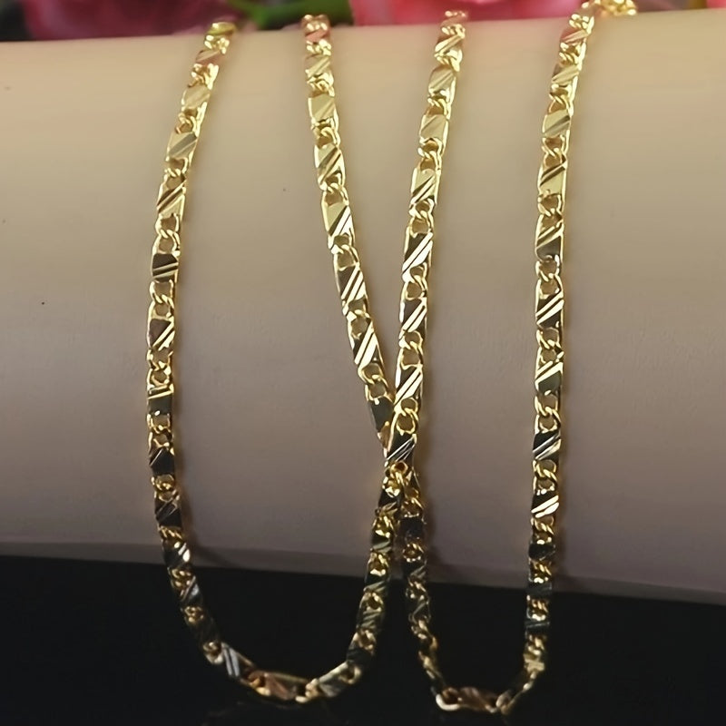 1pc 16-30 Inches Fashion Luxury Golden, Width 2mm Flat Chain Clavicle Chain Necklace, Delicate Jewelry Gift