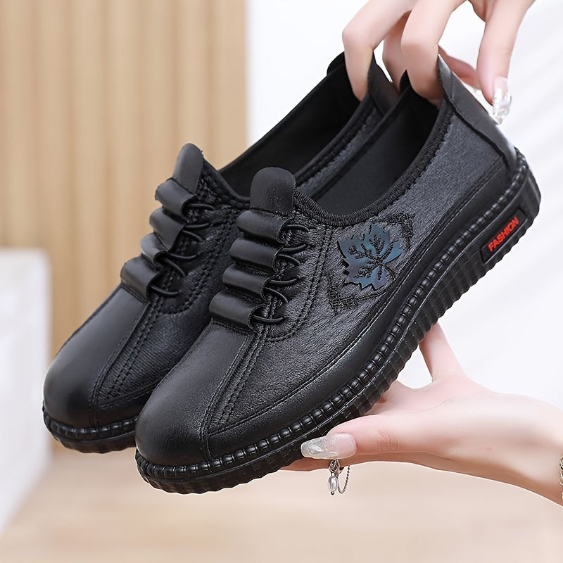New Spring and Autumn Comfortable Women's Shoes Soft Bottom Anti-slip Shoes Mother Shoes Flat Fashionable Women's Middle-aged and Elderly Single Shoes
