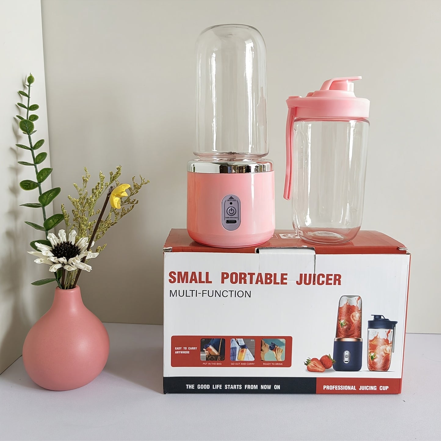 Portable Blender, Mini Smoothie and Shake Maker, USB Rechargeable Personal Mixer with 6 Blades for Fresh Juice, 430g Capacity, Stainless Steel Body, Round Shape, Ideal for Kitchen, Home, Travel - Blenders for Kitchen