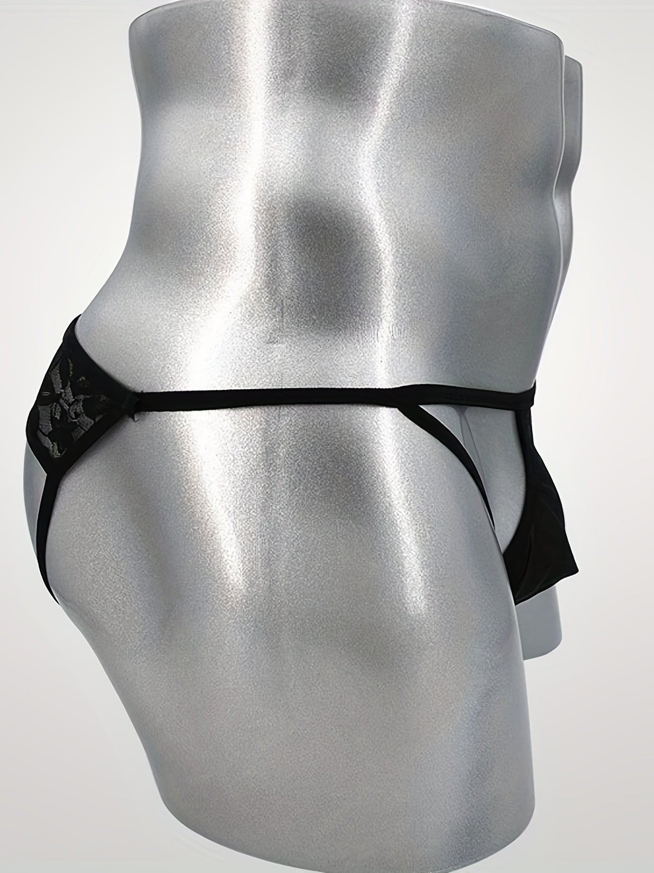 Men'S Sexy Double Butt Thong with Sheer Mesh and Lace Detailing, U-Shaped Pouch Pants, Low-Rise Tights, Sexy Underwear