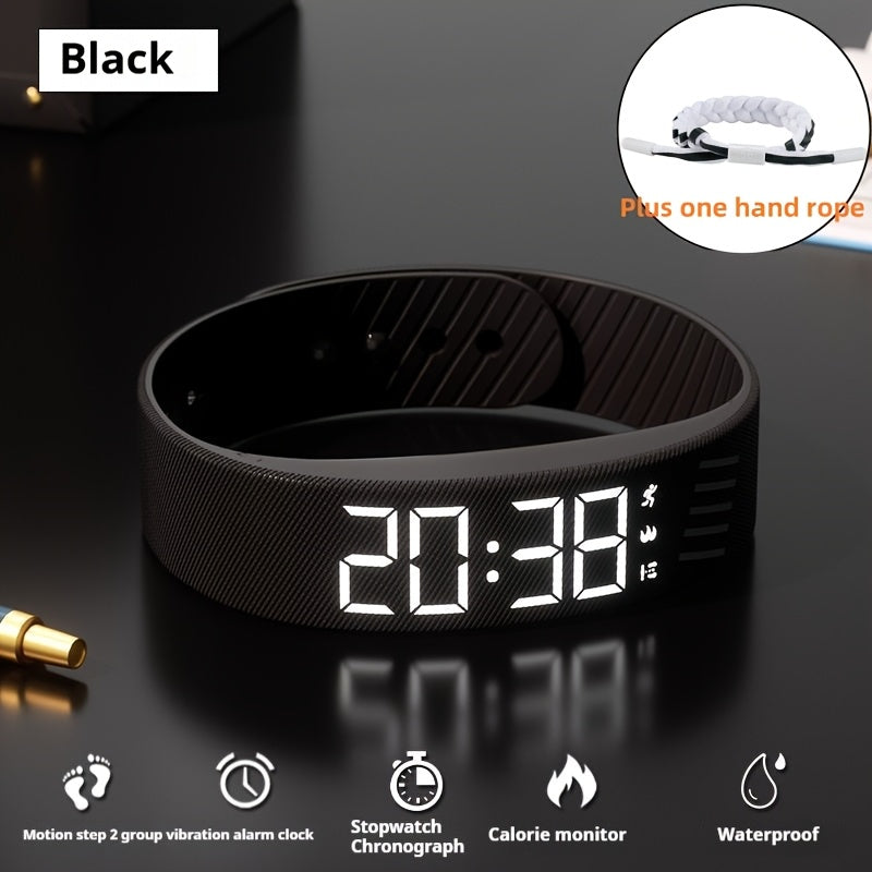 2025 new multifunctional simple fashion unisex electronic watch with alarm clock, pedometer, timer, luminous, senseless wear fashion sports multifunctional wristwatch Holiday gift, suitable for any scene - send a hand rope a