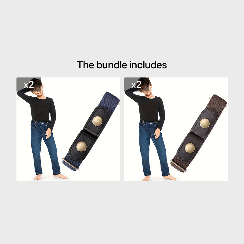 Adjustable No-Buckle Youngsters Belt – Stretchy Elastic Design for Boys & Girls, Comfortable Invisible Belt for School, Sports & Potty Training, Black with Three Metal Buttons, Adjustable Up to 24”