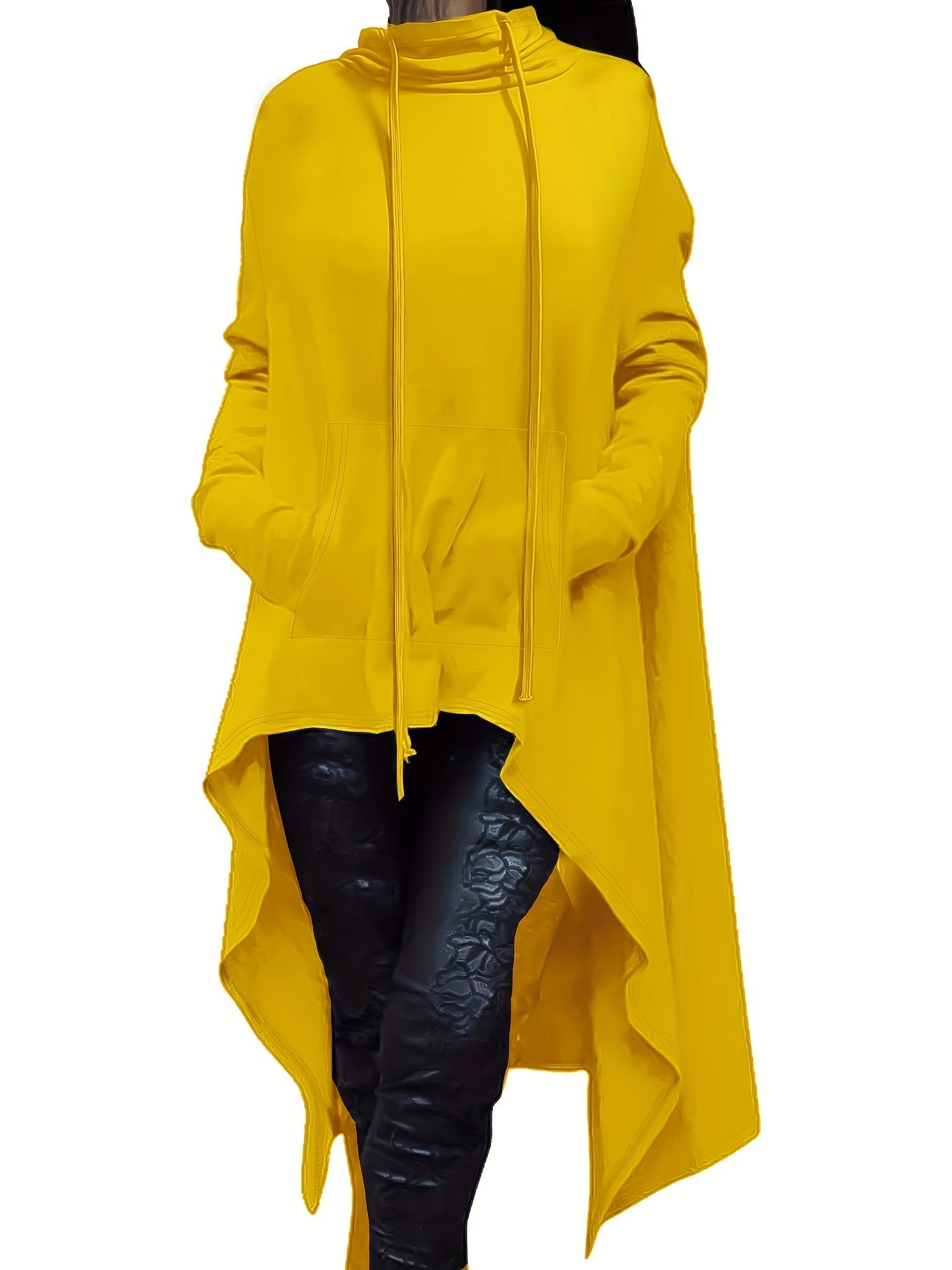 Plus Size Women's Oversized Hoodie - High Neck Long Sleeve Pullover Sweatshirt with Drop Shoulder & Flared Hem, Cozy Fall Winter Casual Clothing, Machine Washable