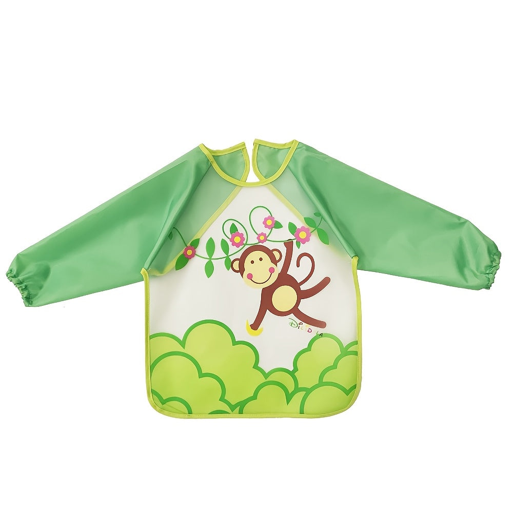 6-72 Month Long Sleeve Bibs for Baby - Vibrant Animal & Cartoon Designs, Machine Washable Polyester, Ideal for Messy Meals & Playtime, Playtime Essentials | Vibrant Bib Designs | Durable Polyester