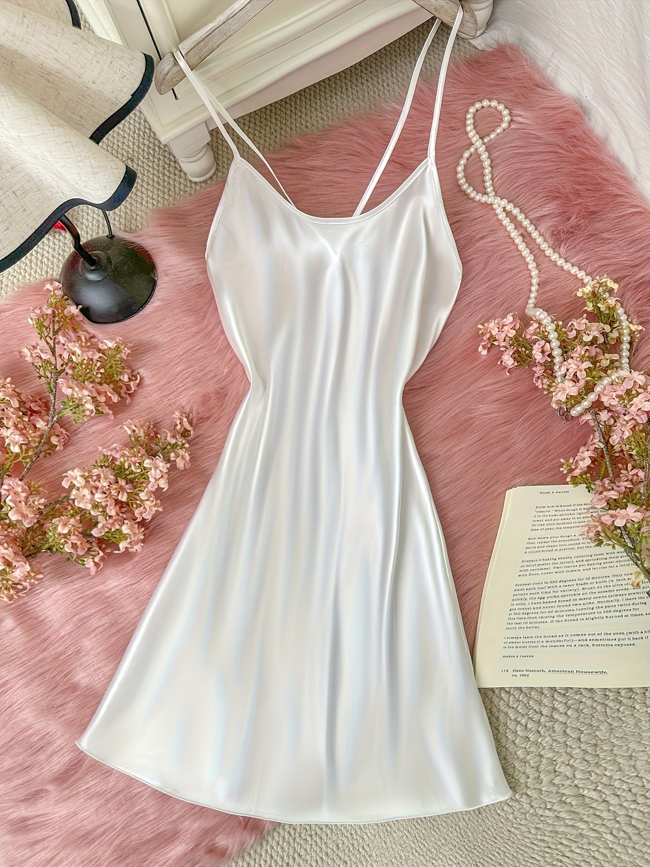 Breathable Sexy Backless Halter Dress - Women's Fashion Solid Color Short Nightgown for Home Wear