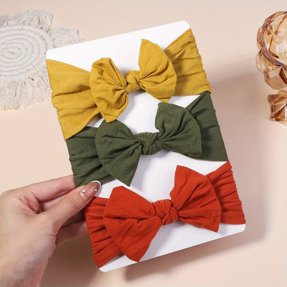 3 Pack Solid Color Baby Hair Band Stretch Bandanas