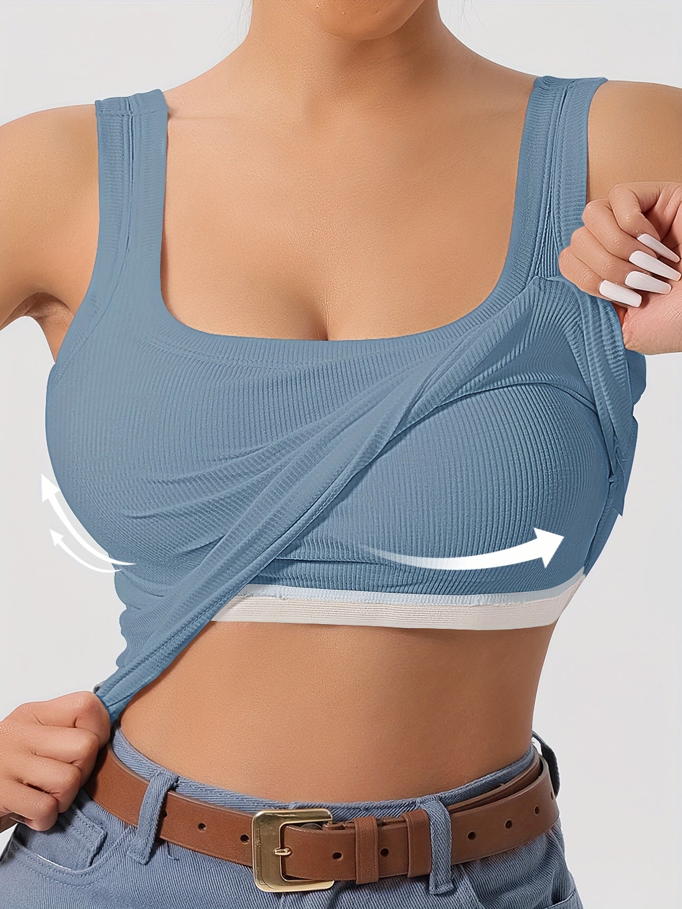 Women'S Sleeveless Top with Removable Padding, Fitted, Solid Color, Suitable for Wearing As an Outer Layer Or As a Base Layer.