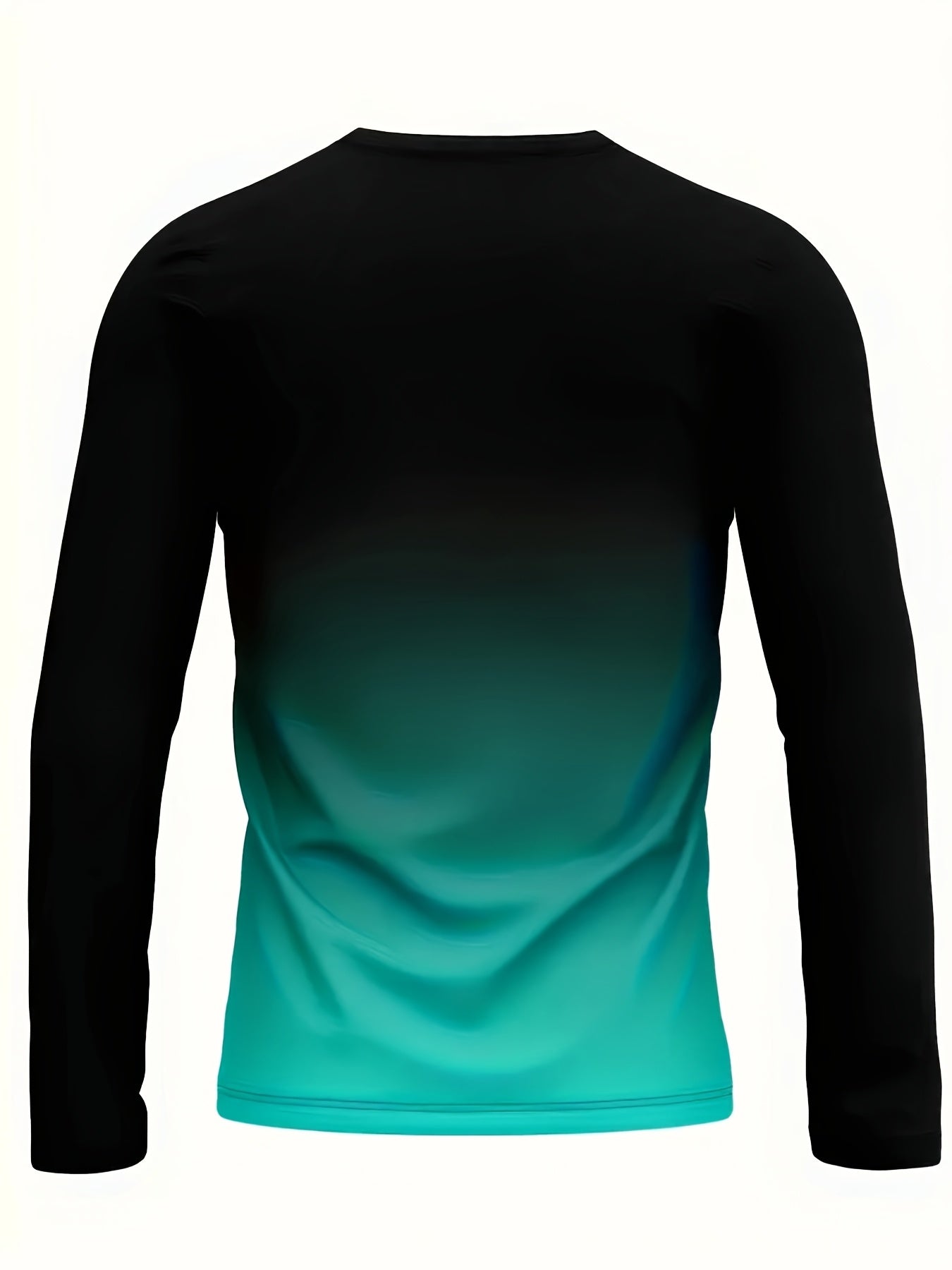 Men's Casual Long Sleeve T-Shirt - Gradient Color, Polyester, Machine Washable, Round Neck, Letter Print Design