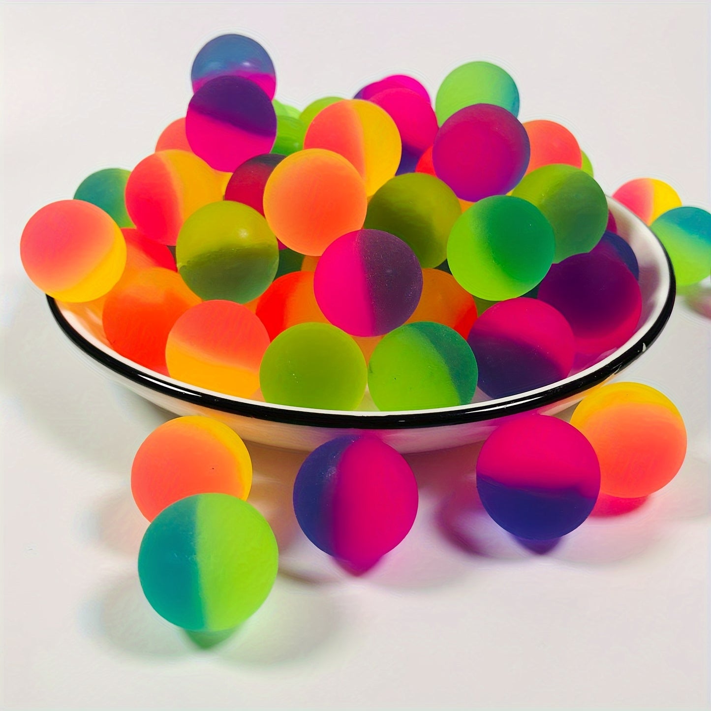 10-Pack Bouncy Balls - Mixed Color Synthetic Rubber Rainbow Spheres for Party Favors, Carnival Prizes, and Fun Activities