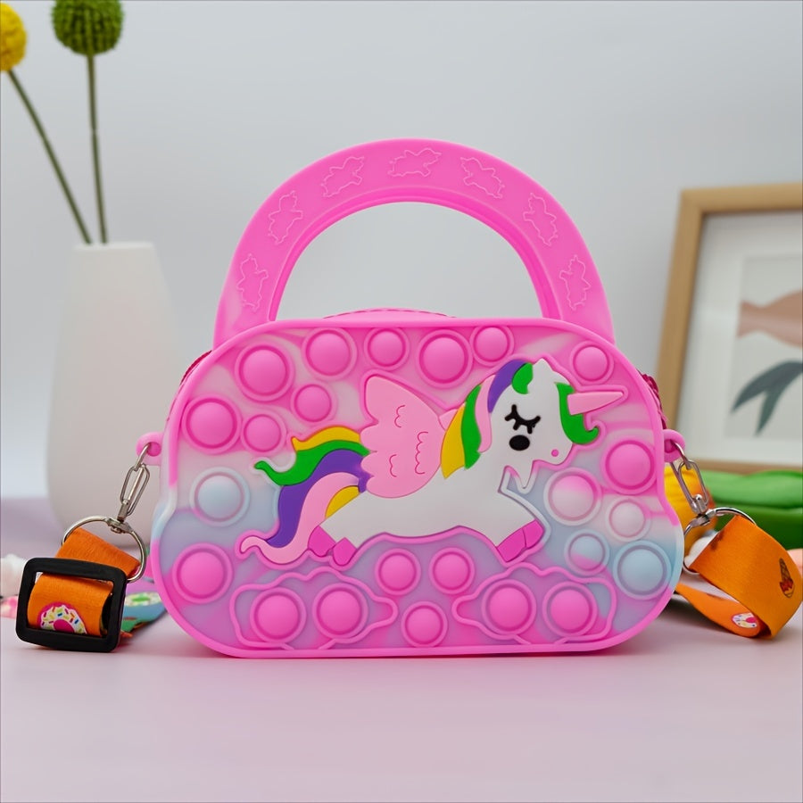 Children's Cute Pony Silicone Crossbody Bag, Fashion Casual Handbag For Girls, Ideal choice for Gifts