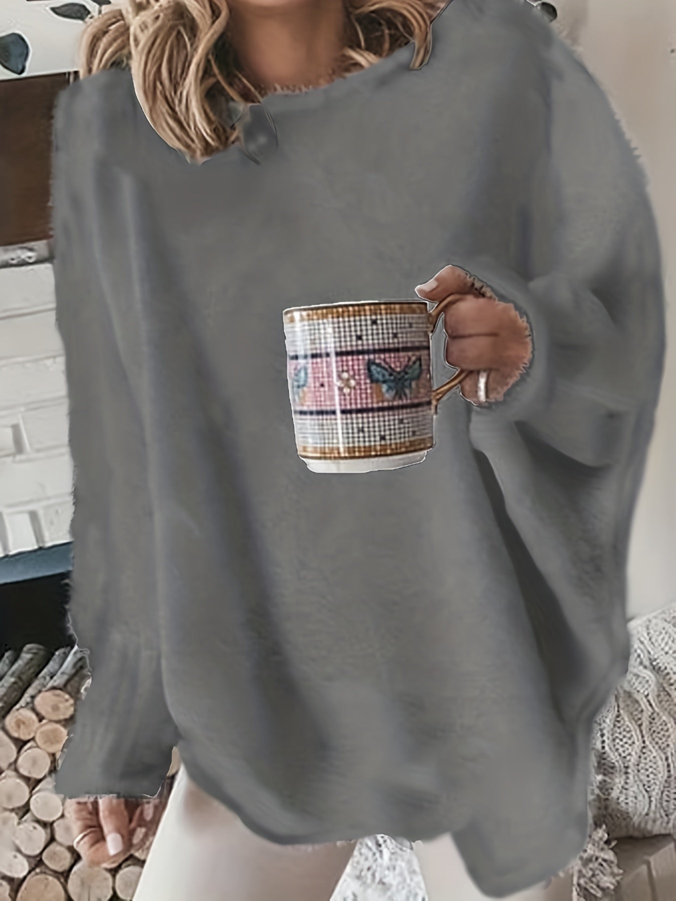 Women'S Plus Size Black Crew Neck Sweater - Cozy Pullover with Long Sleeves, Elegant Style for Winter, Casual Wear, Winter Sweater|Casual Style|Stretchy Fabric