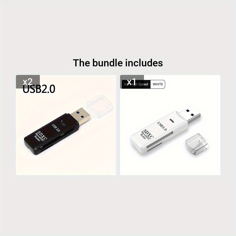 2-in-1 USB 3.0 & 2.0 Card Reader, 5Gbps High-Speed Adapter for SD/MMC/RS-MMC/UHS-I Cards, PVC, Compatible with PC and Camera Storage, Micro Sd Card to USB Adapter