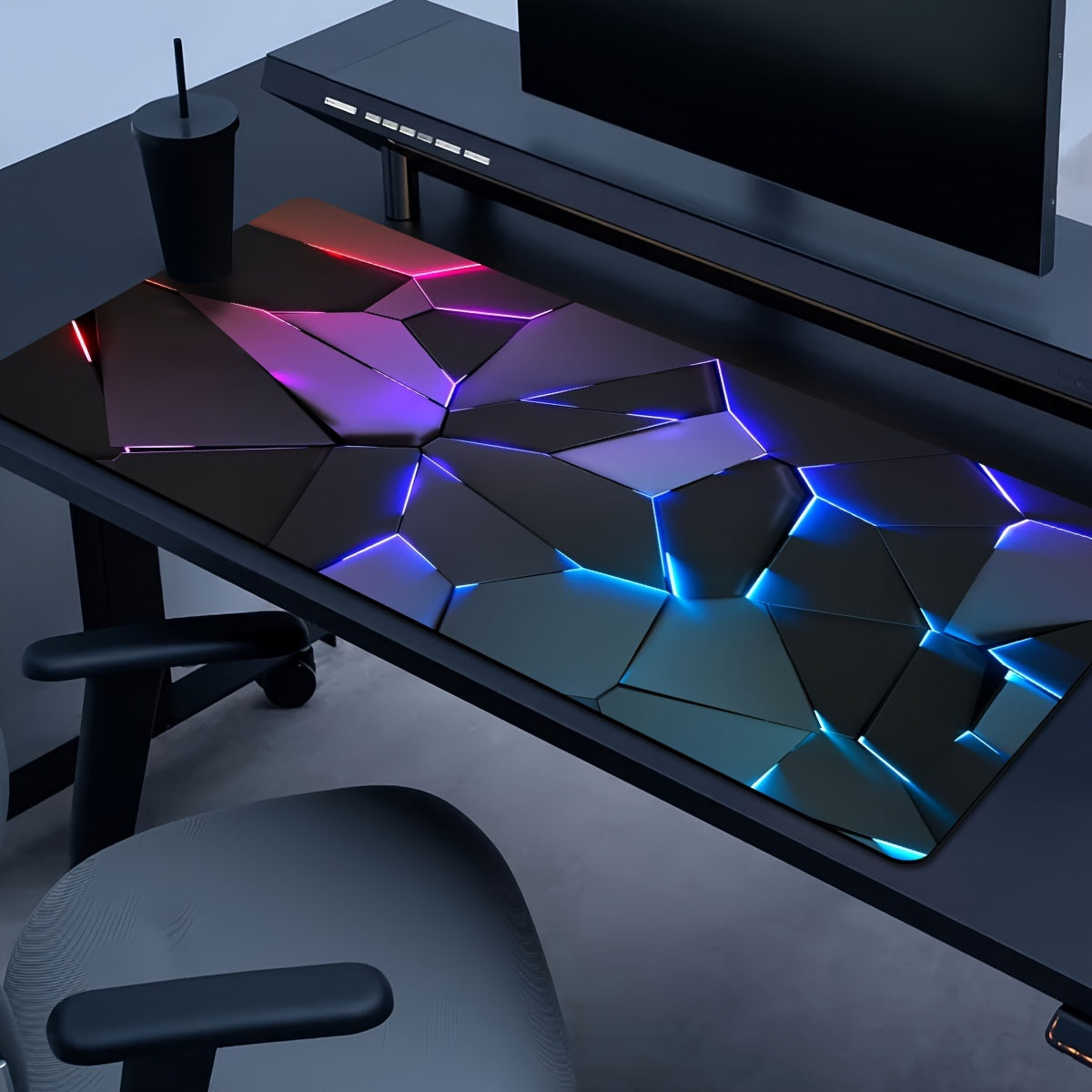 1pc Gamer'S Dream: Extra Large, Durable Mouse Pad with Stylish Geometric Design - Precision Stitched Edges, Non-Slip Rubber Base, Washable - Perfect for PC, Office, and Dorm Decor - Ideal Gift for Gamers, Office Workers, and Students, Large Mouse Pa